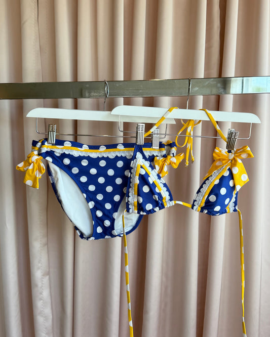 Betsey Johnson Blue White & Yellow Polka Dot Bikini