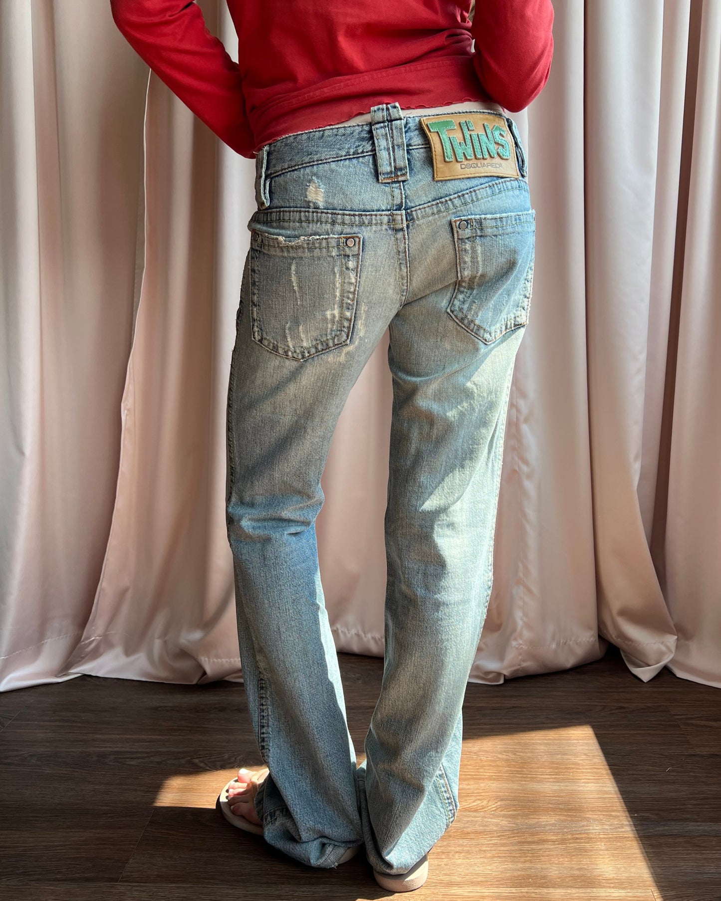 Dsquared² F/W 2004 Low Rise Light Wash Distressed Denim