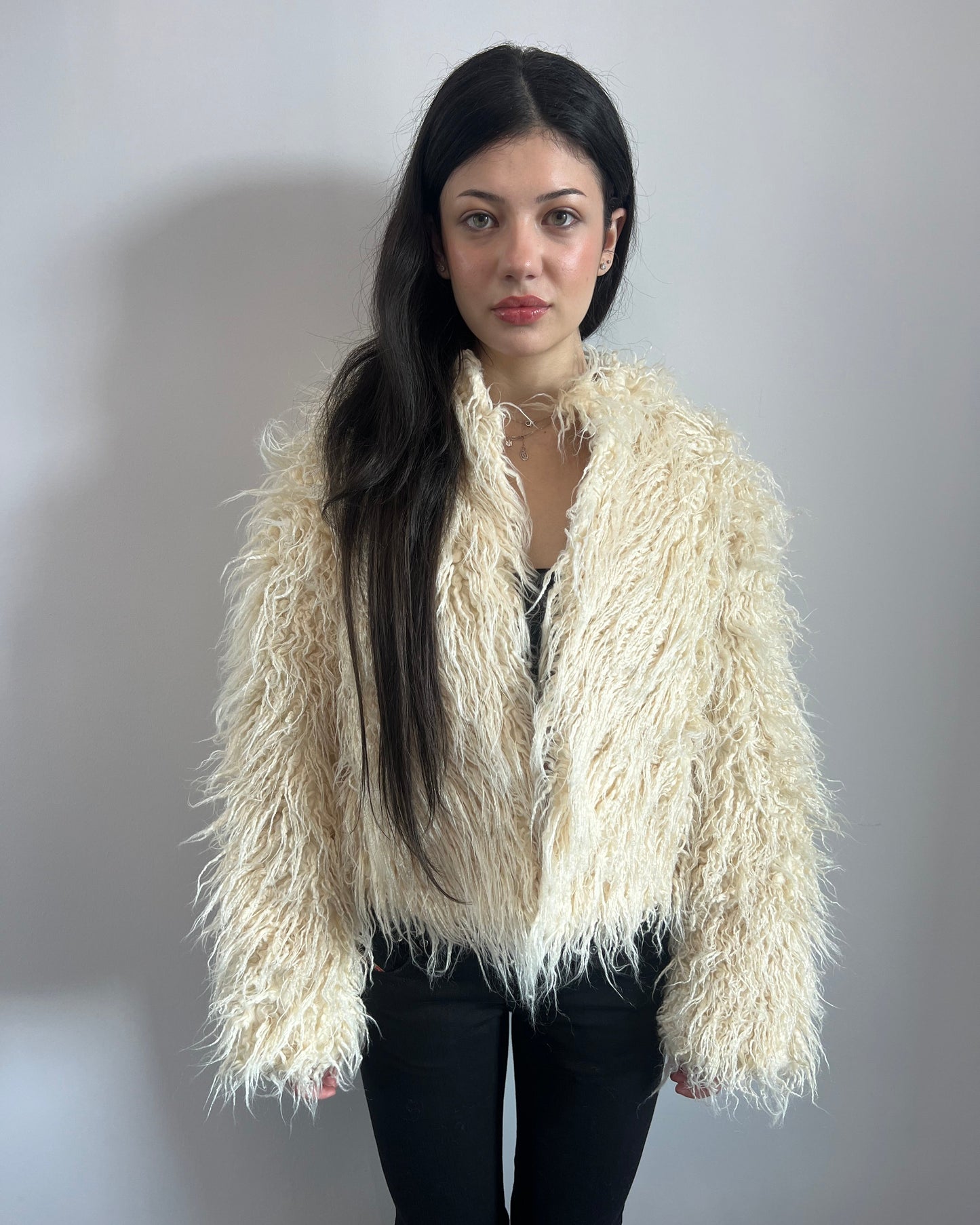 Shaggy Cream Faux Fur Jacket
