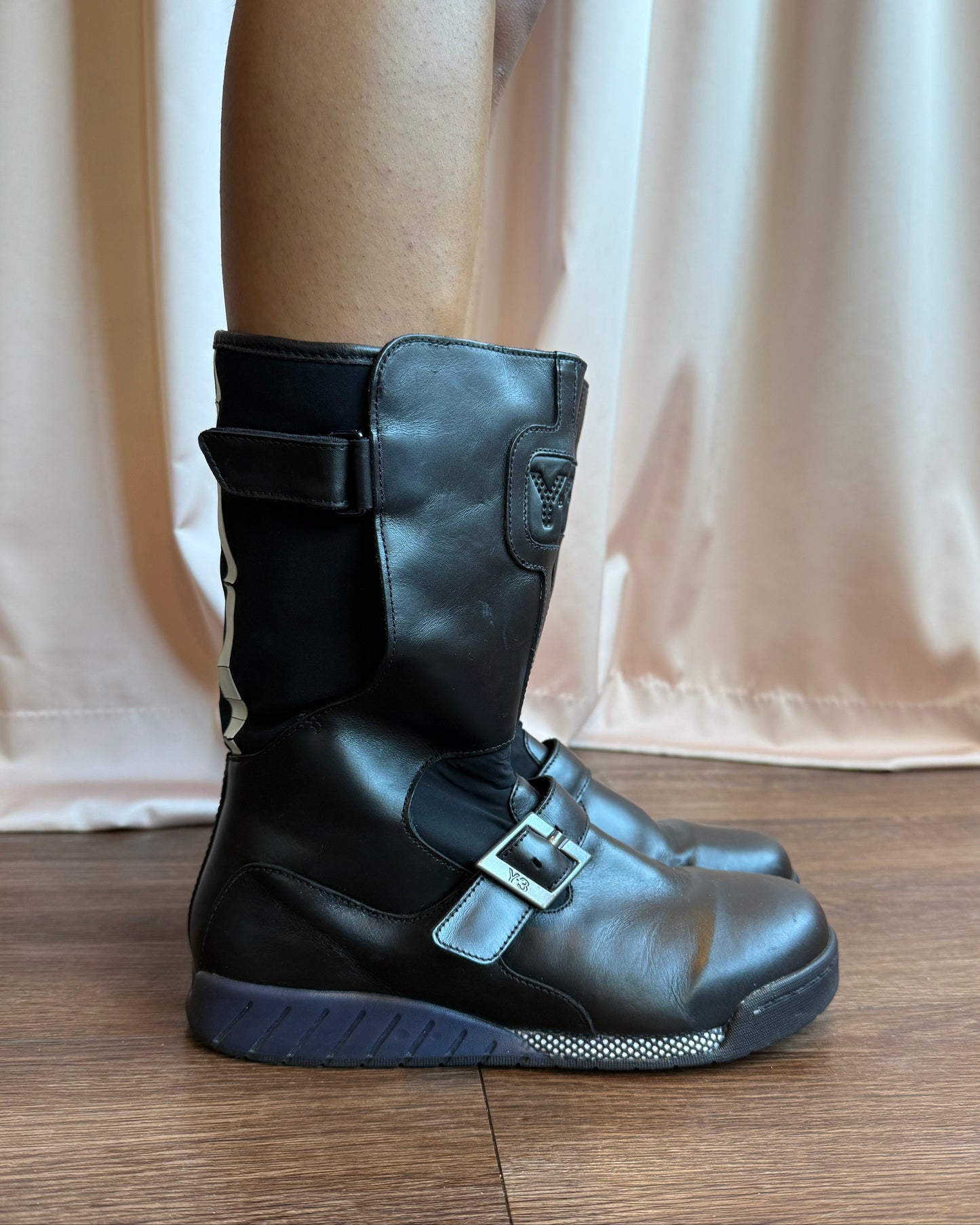 Y-3 F/W 2004 Triple Stripe Motorcycle Boots