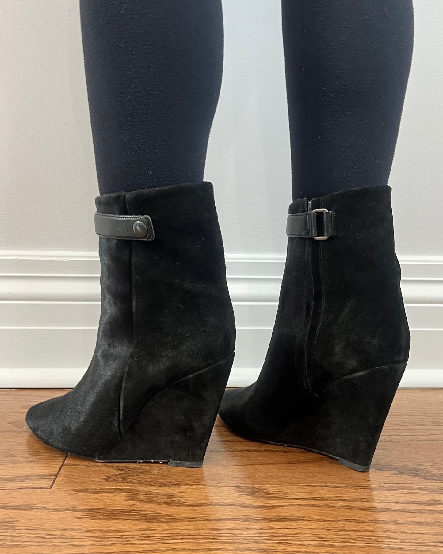 Isabel Marant Black Ponyhair Wedge Ankle Boots