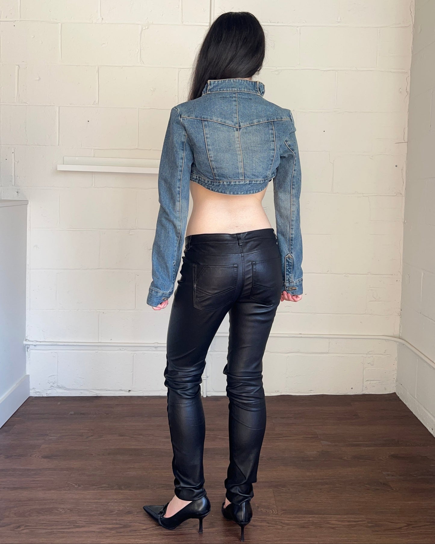 Black Leather & Suede Skinny Trousers