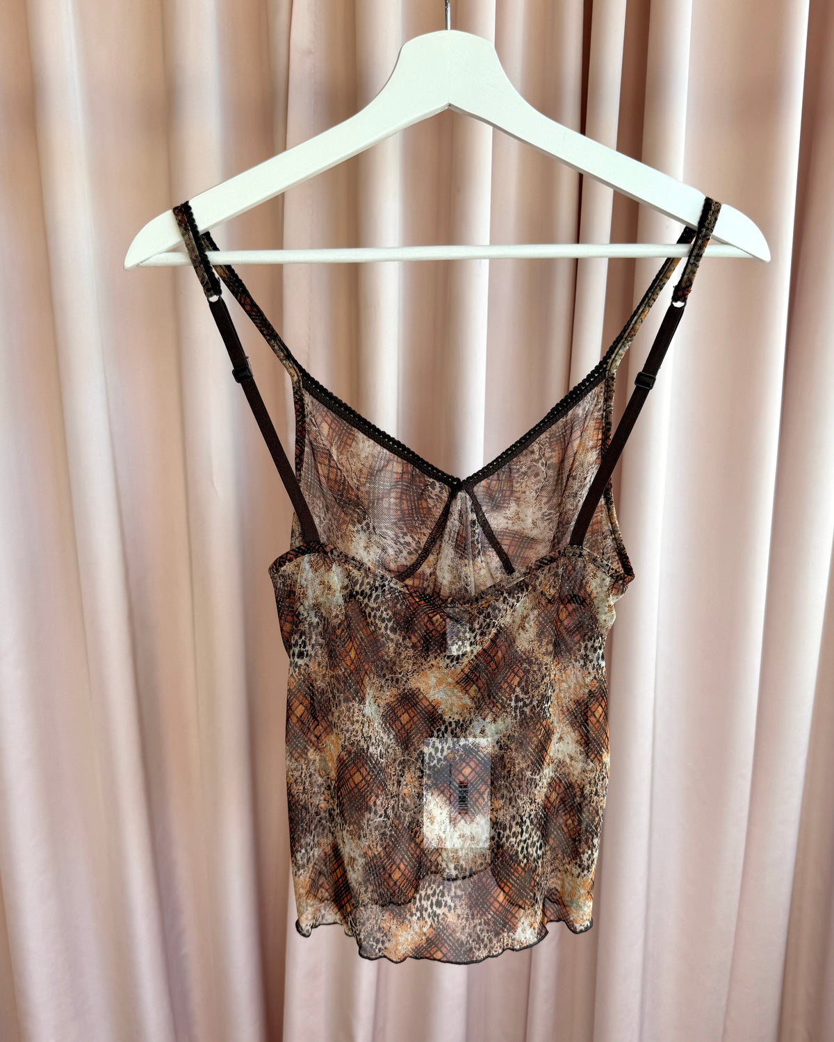 Intimissimi Leopard & Plaid Print Mesh Camisole
