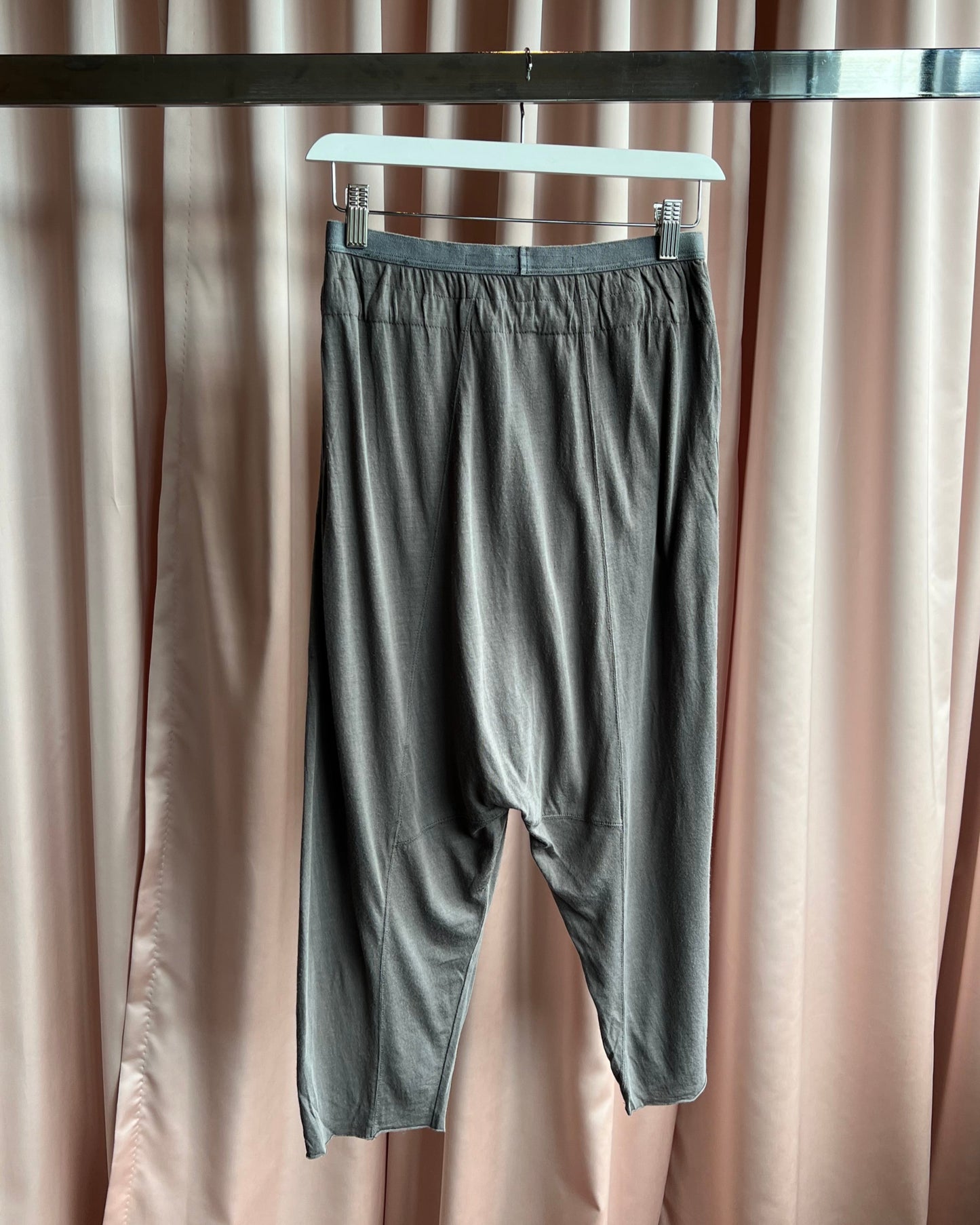 Rick Owens Lilies Grey Drop Crotch Cropped Joggers