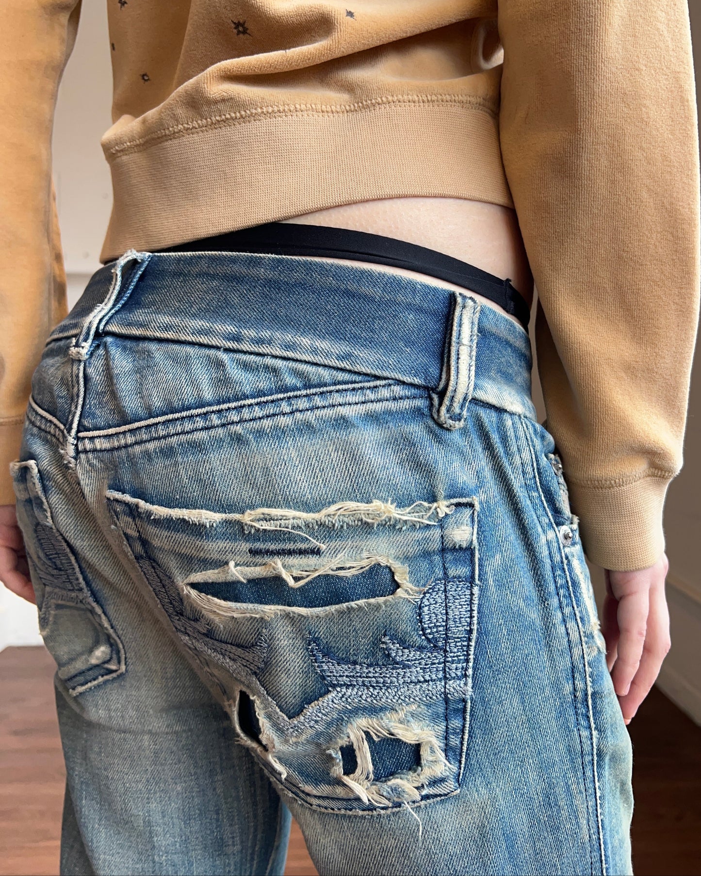 Diesel Distressed Flare Leg Denim