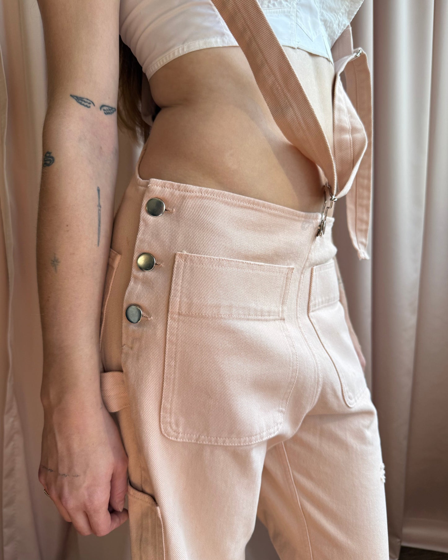 MM6 Maison Margiela Salmon Pink Denim Overalls