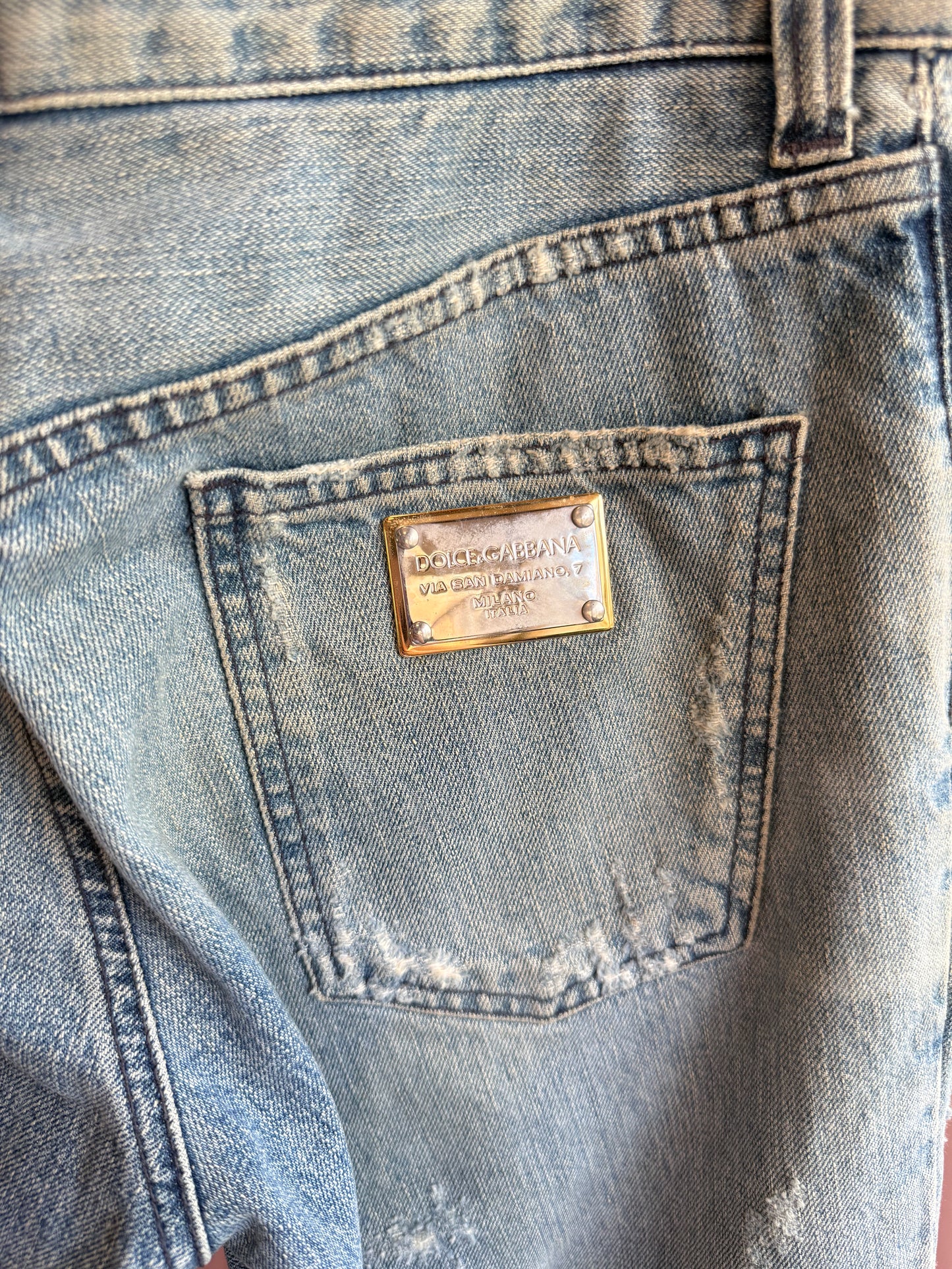 Dolce & Gabbana Distressed Straight Leg Denim