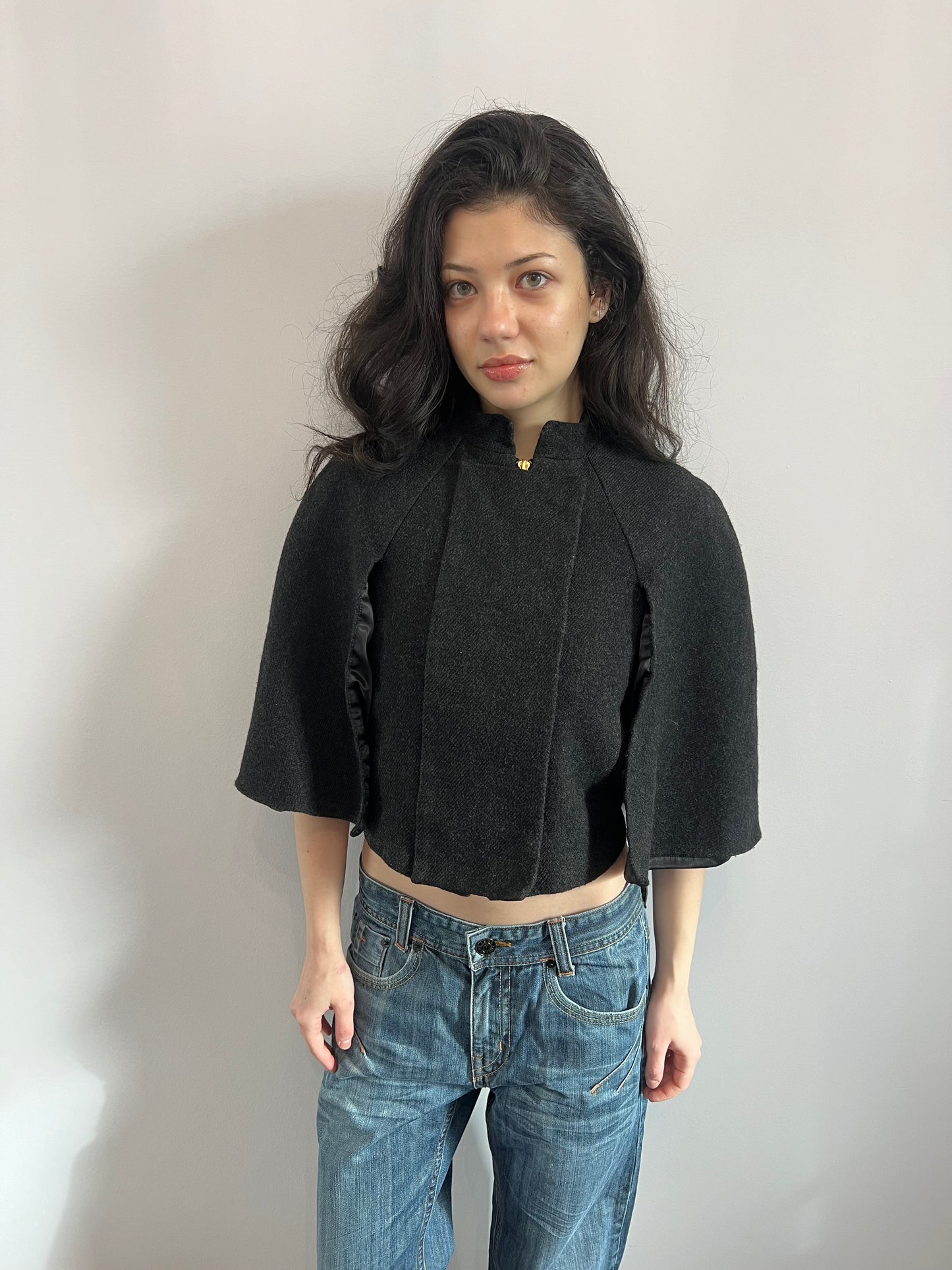 Grey Wool Cape Jacket