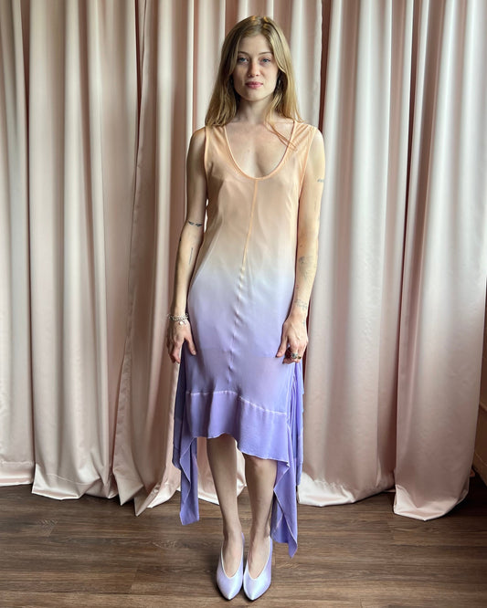 Limi Feu Peach & Lavender Ombré Silk Dress