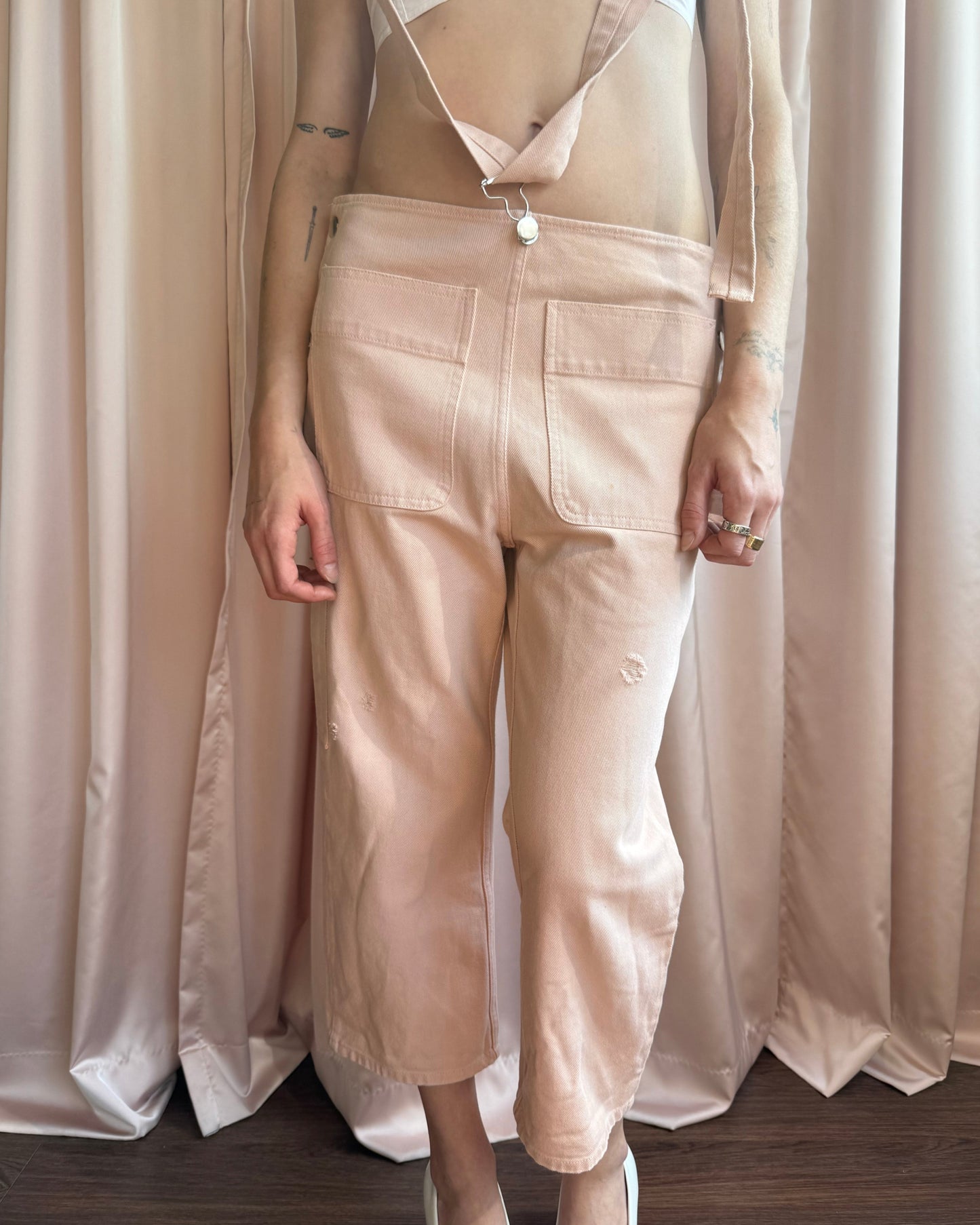MM6 Maison Margiela Salmon Pink Denim Overalls