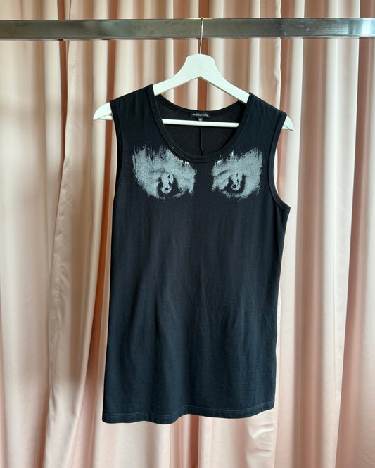 Ann Demeulemeester Eye Print Black Tank Top