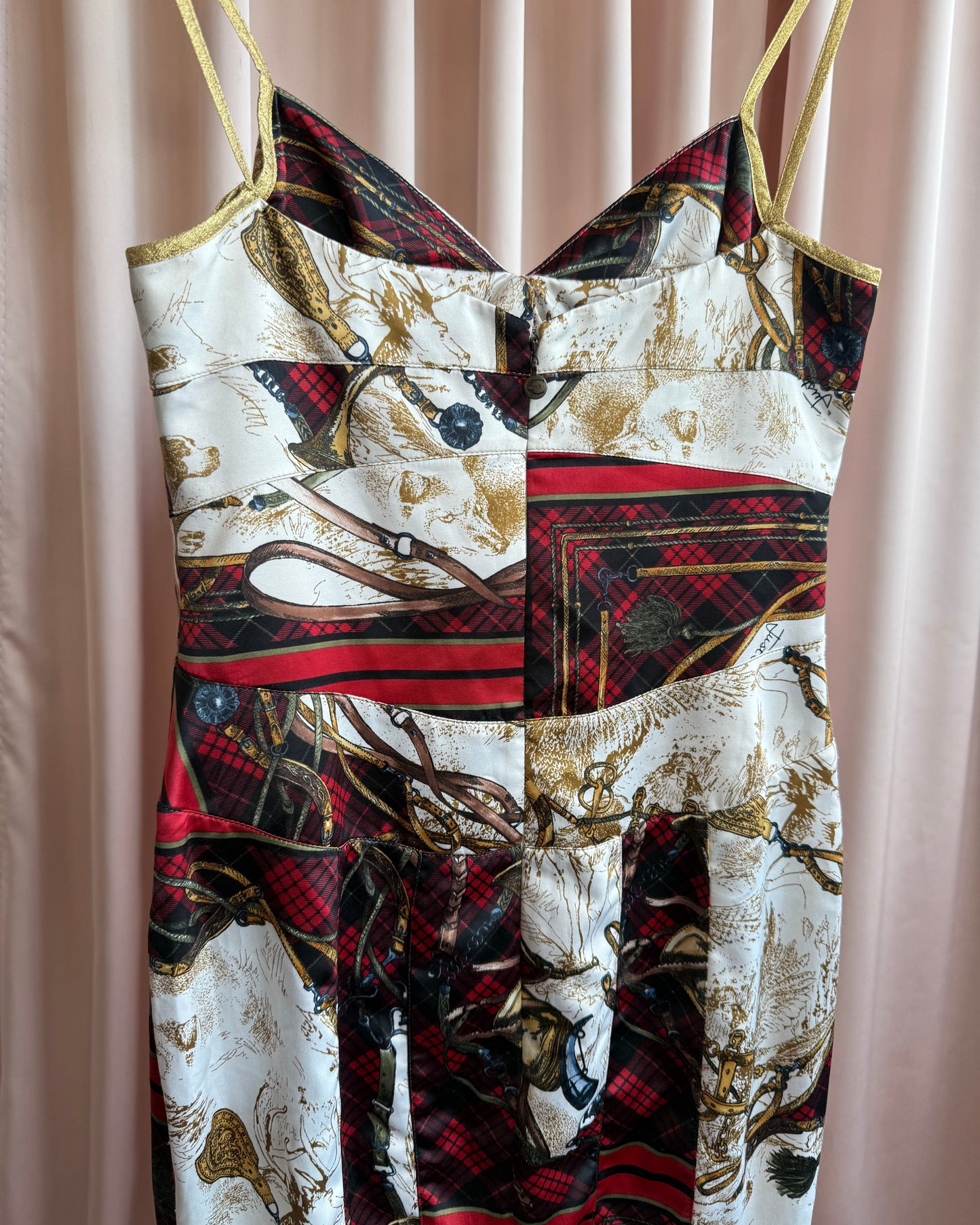 Just Cavalli Satin Equestrian Printed Midi Dress