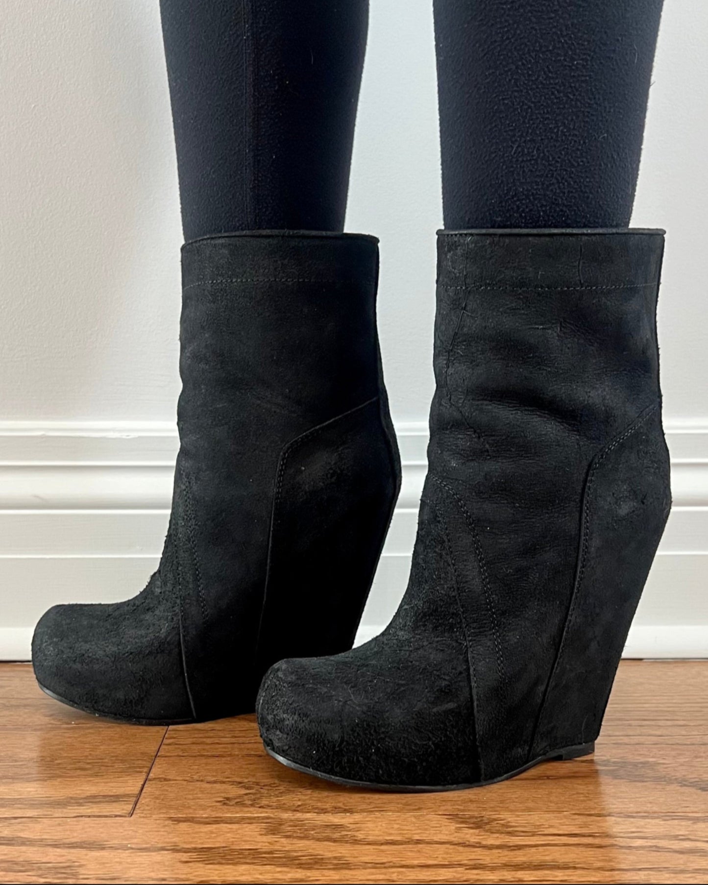 Rick Owens F/W 2010 Black Suede Wedge Platform Boots