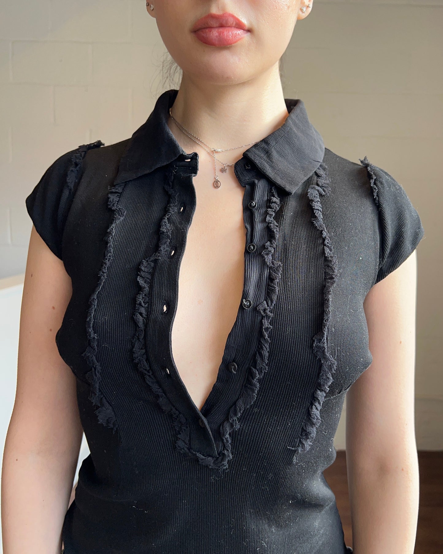 Italian Designer Black Polo Top