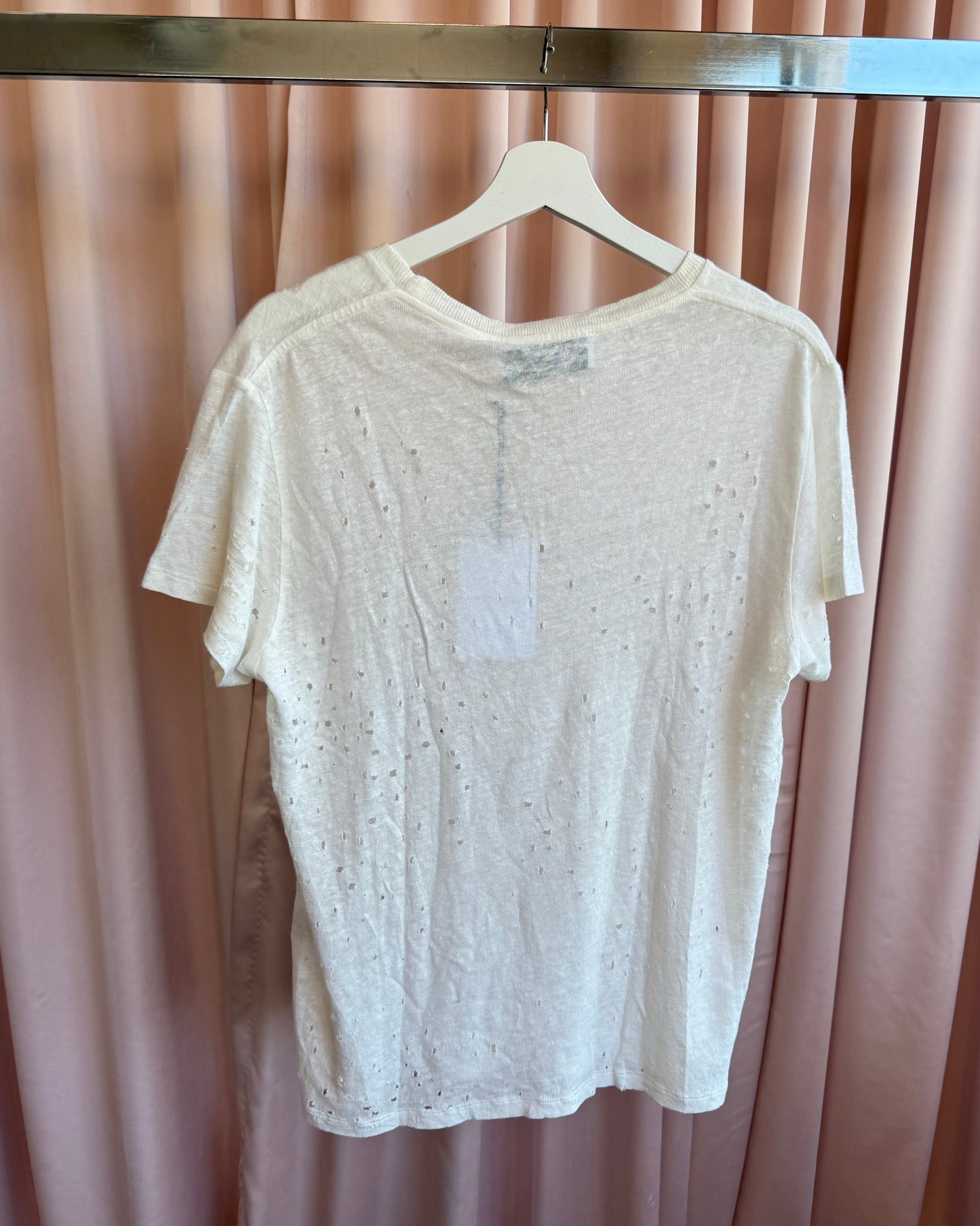Iro Jeans New With Tags Distressed Ecru Linen T-Shirt