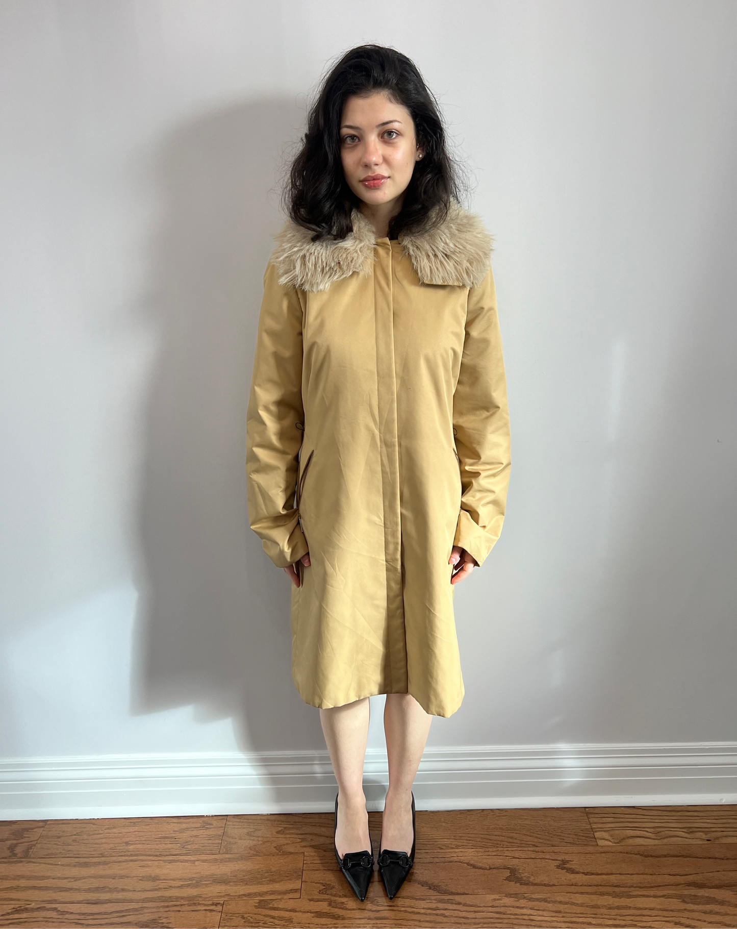 Gianfranco Ferre Jeans Faux Fur Collar Coat