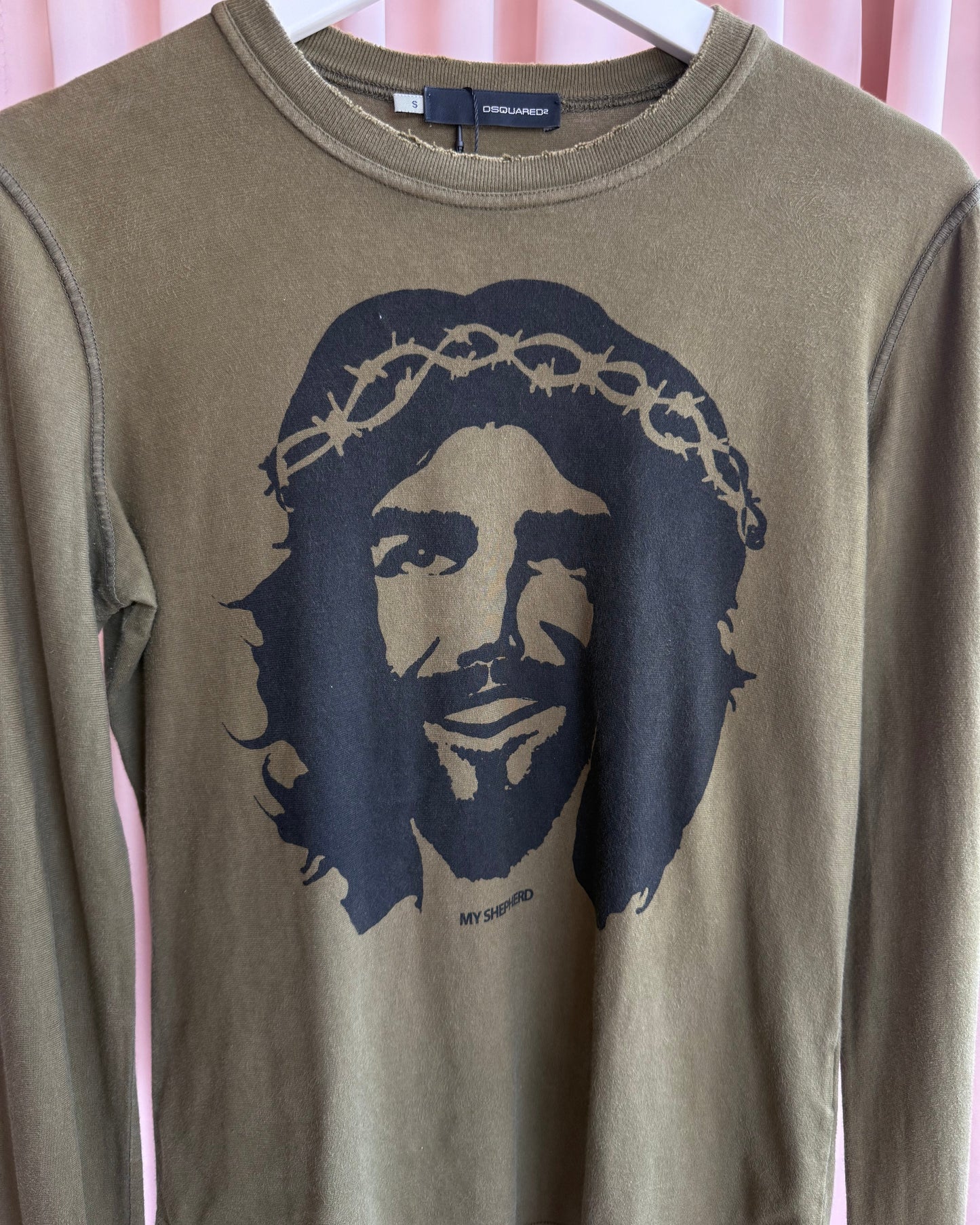 Dsquared² F/W 2005 "Che Jesus" Olive Long Sleeve T-Shirt