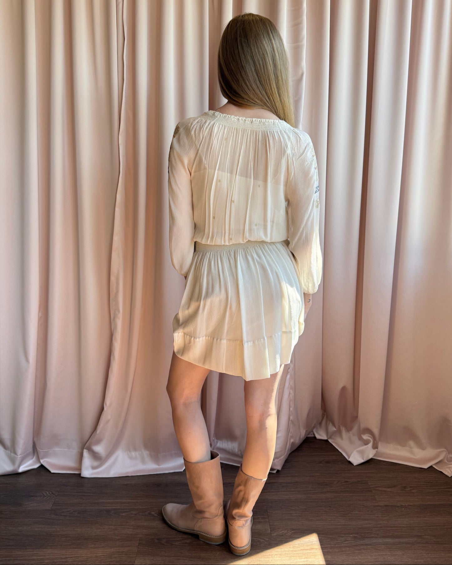 Silk Embroidered Mini Dress