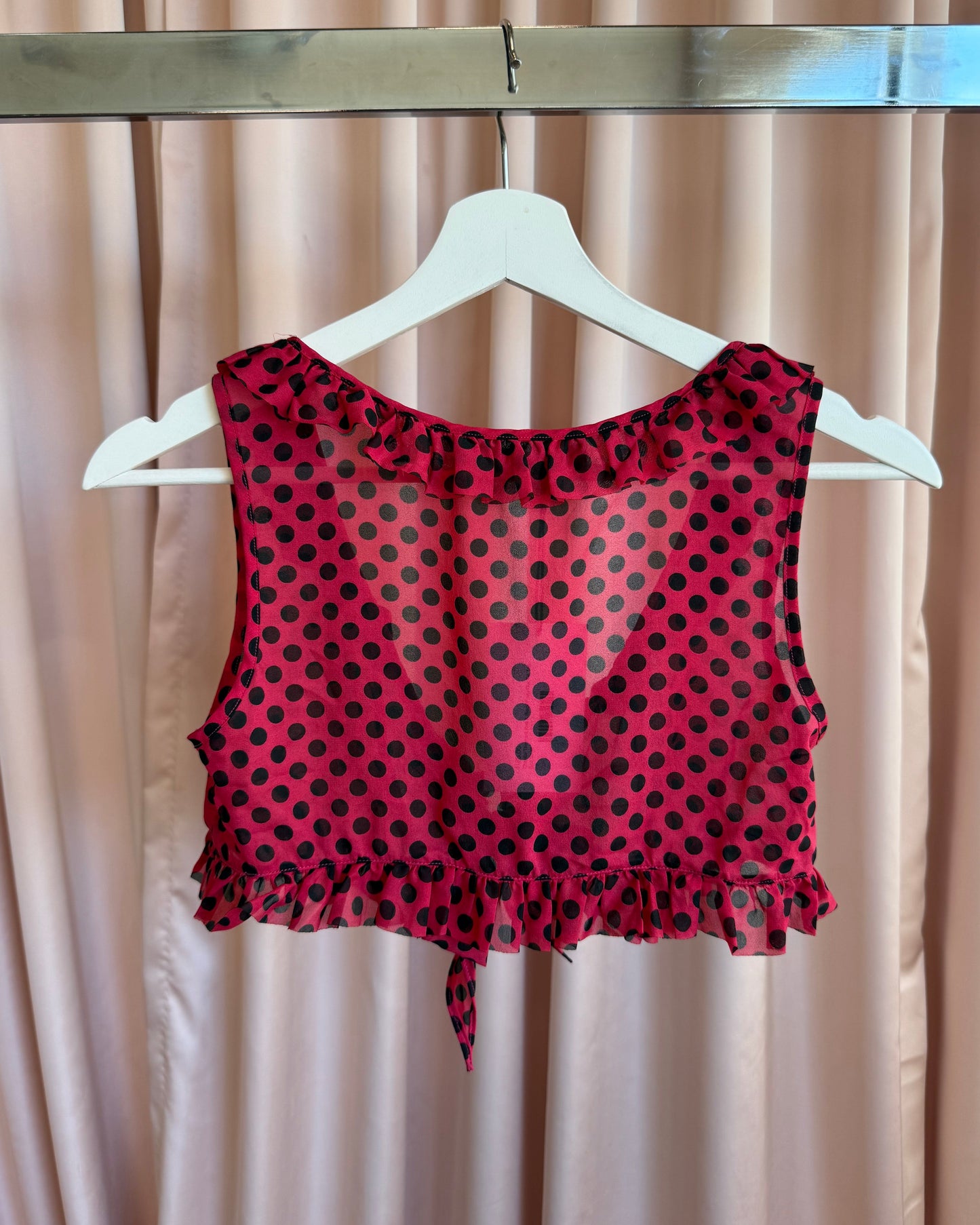 Chantal Thomass Red & Black Polka Dot Tie Top