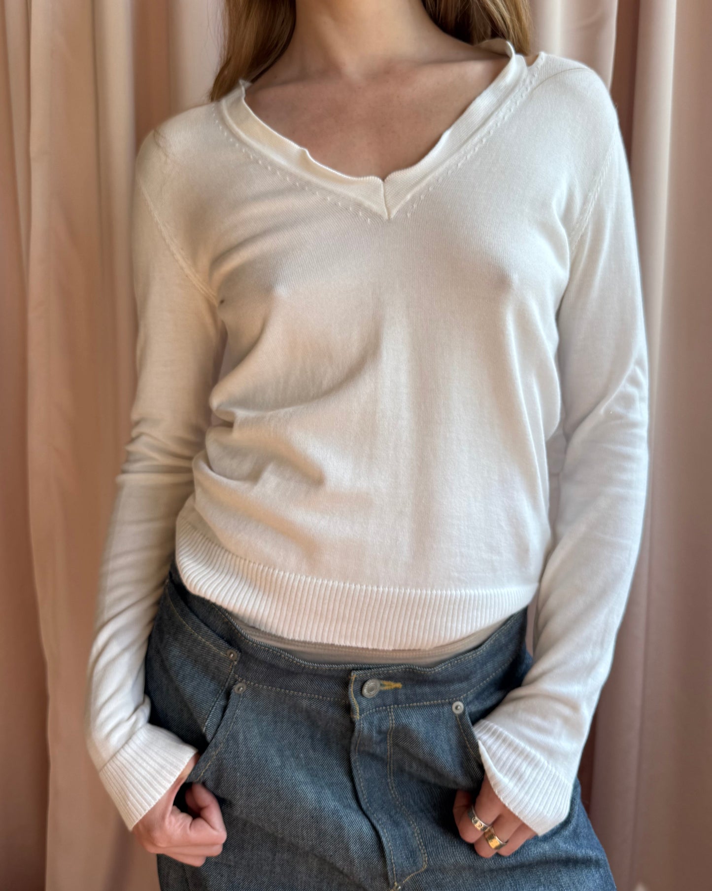 Maison Martin Margiela S/S 2007 Wired Collar Slashed V-Neck Knit Sweater