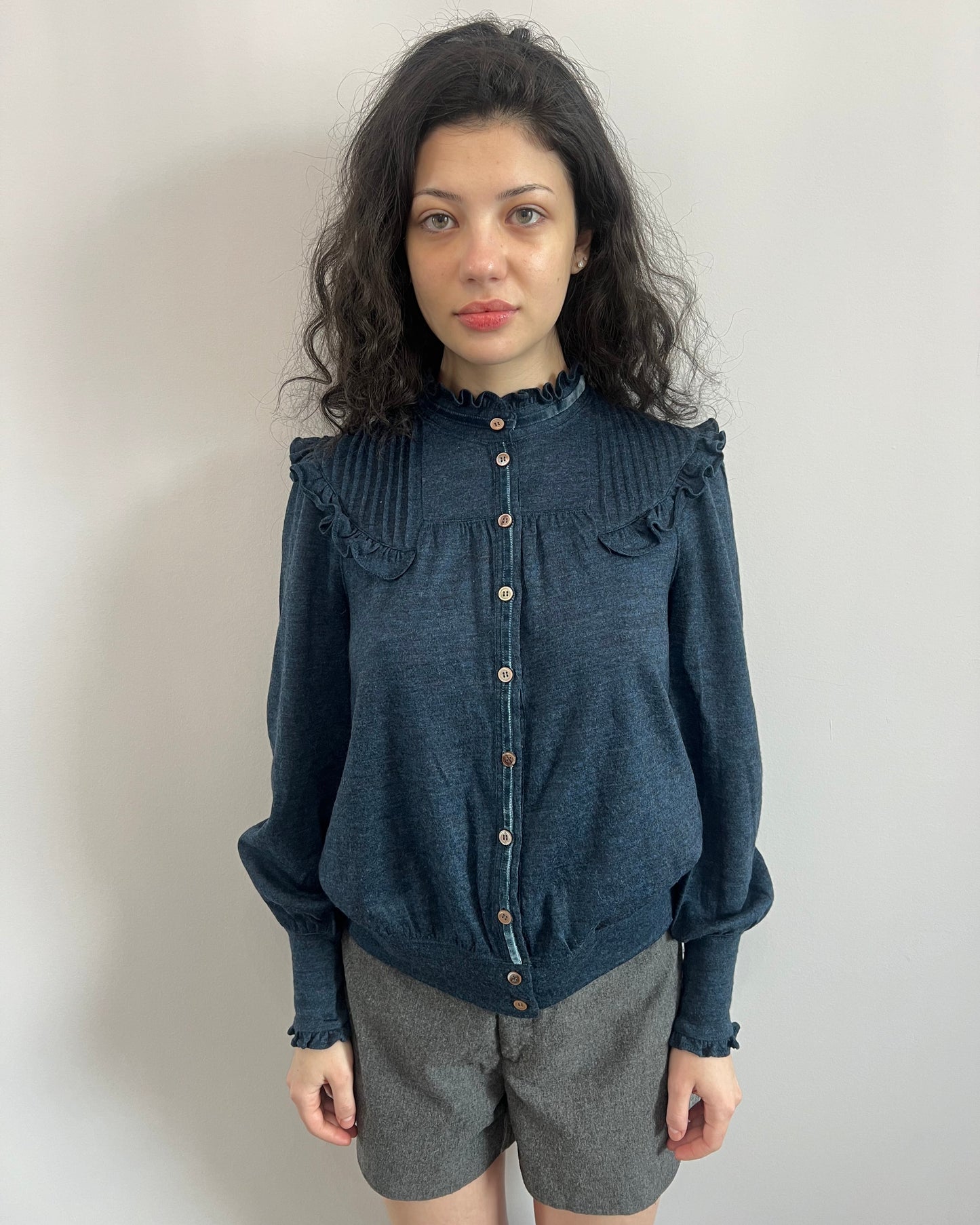 Tsumori Chisato Navy Ruffle Blouse