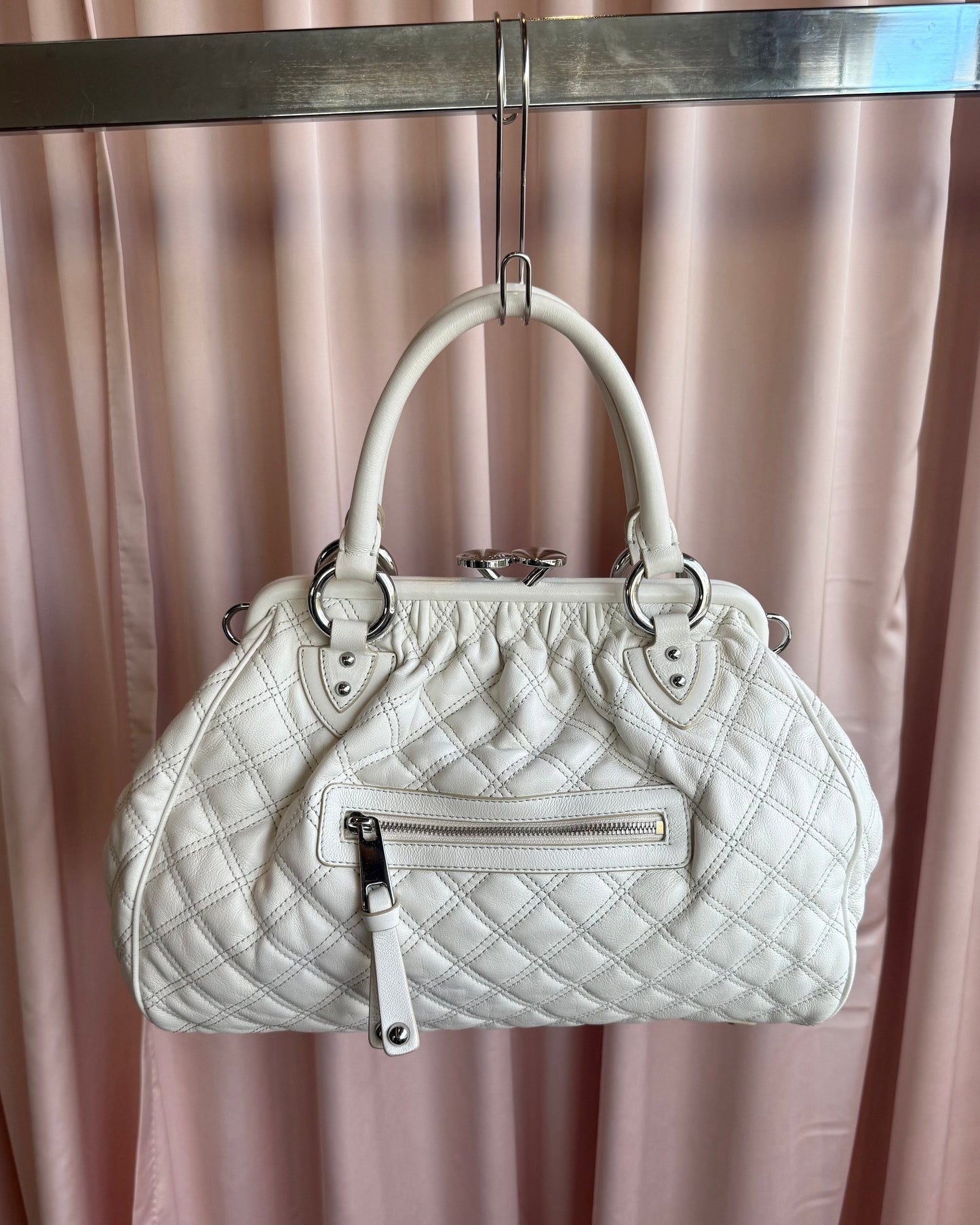 Marc Jacobs Quilted White Leather Stam Bag