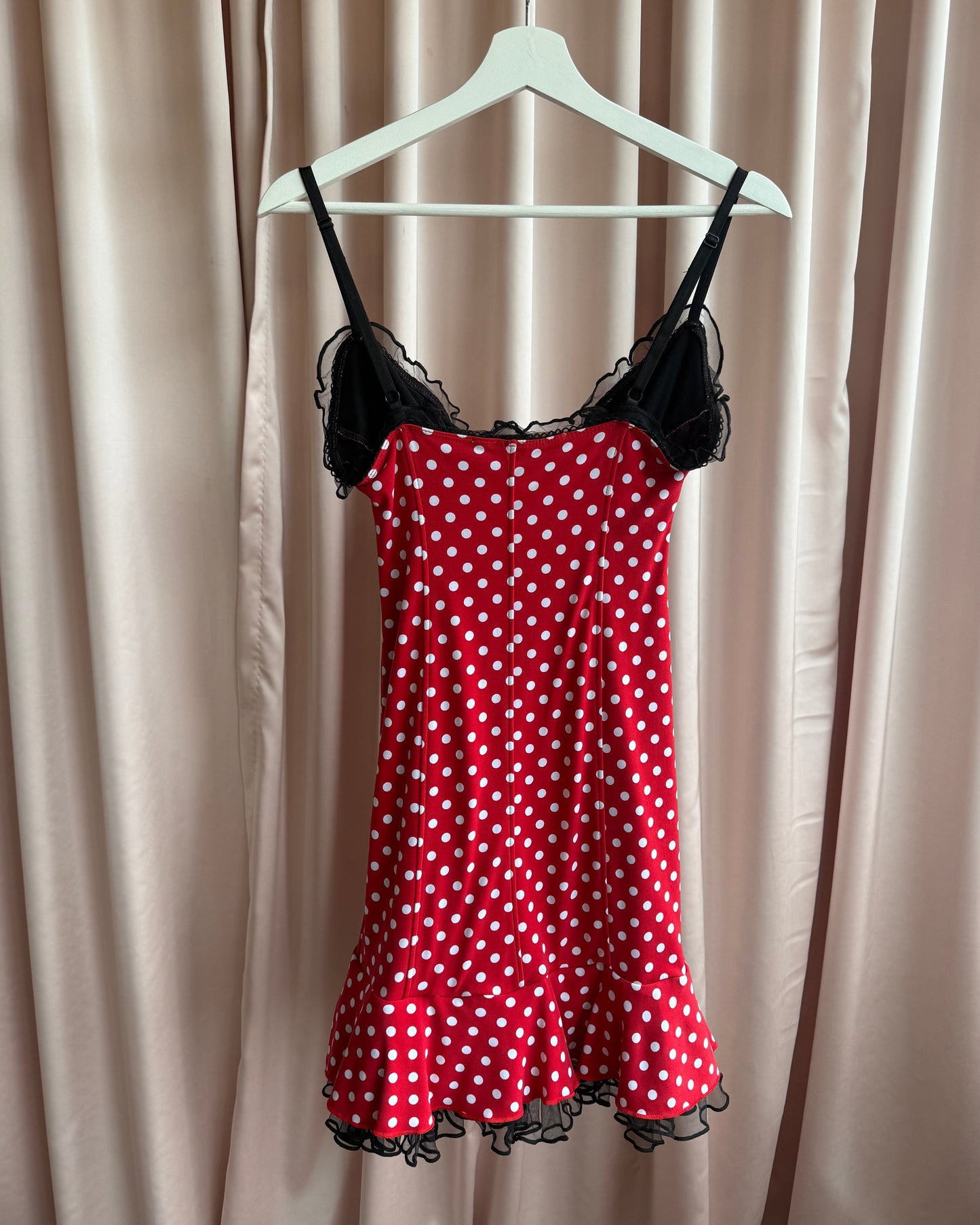 Wheels & Dollbaby Red & White Polka Dot Wiggle Mini Dress