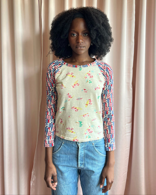 Hysteric Glamour Printed Long Sleeve Raglan Top