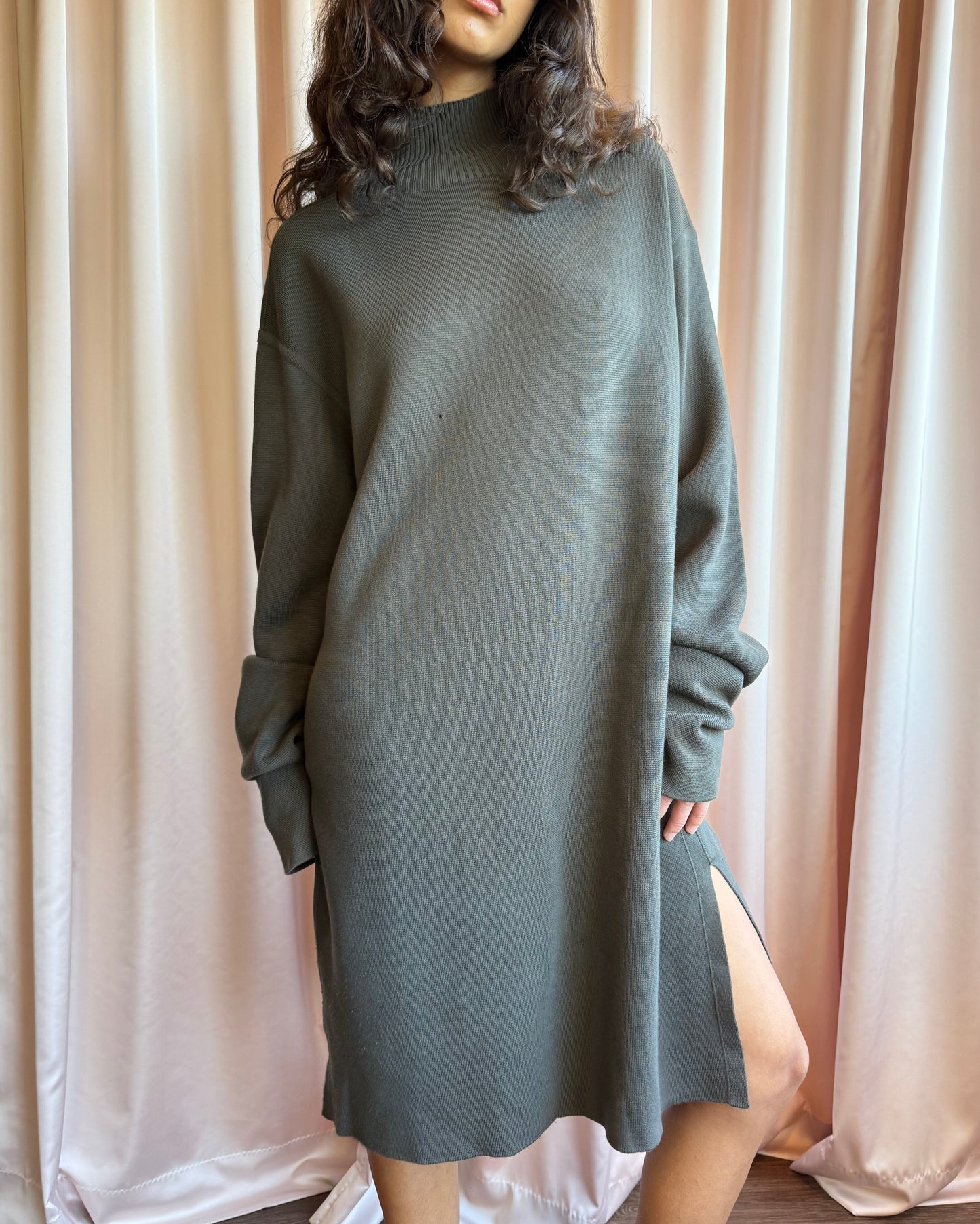 Rick Owens F/W 15 Sphinx Dark Dust Mock Neck Knit Long Sleeve Dress