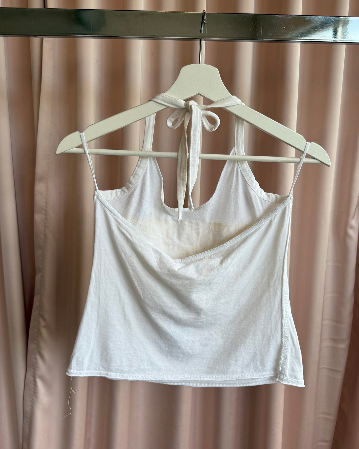 Y.O.U. 2000's "Contest" Patched White Halter Top