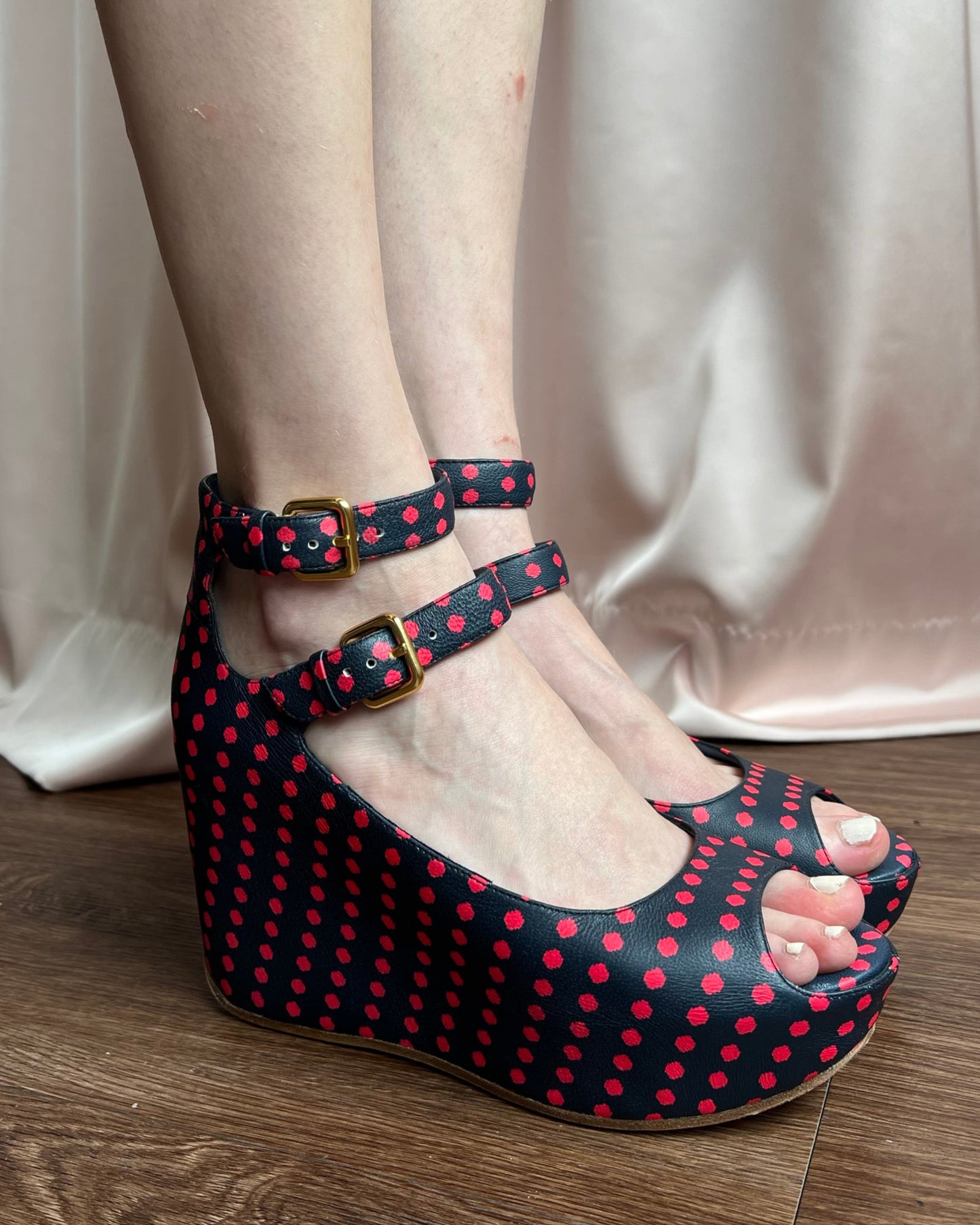 Marc by Marc Jacobs Polka Dot Leather Platform Buckle Sandals