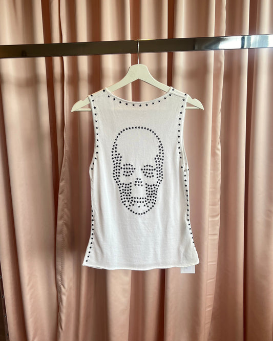 French Designer Star Studded Skull Tank Top