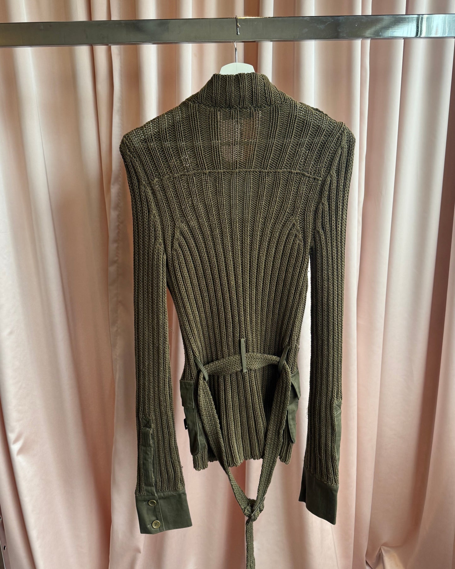 Patrizia Pepe Utility Cargo Khaki Knit Belted Jacket