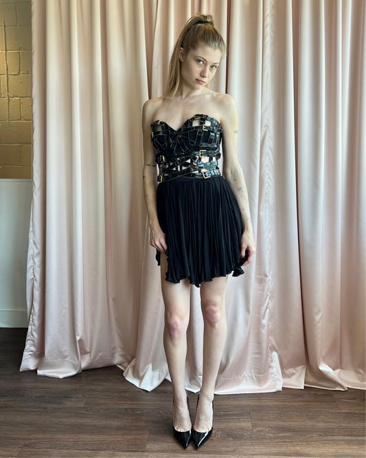 Dolce & Gabbana S/S 2007 Caged Bustier Black Silk Dress