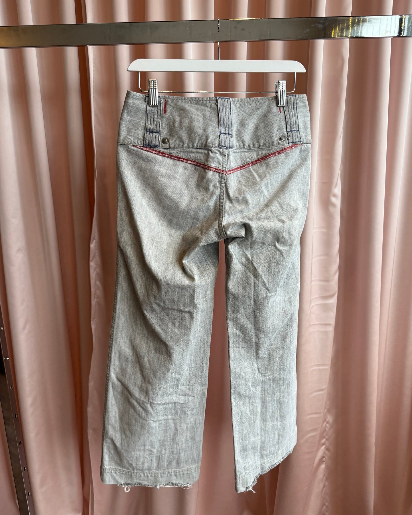 Diesel 2000's Contrast Stitch Grey Wide Leg Denim