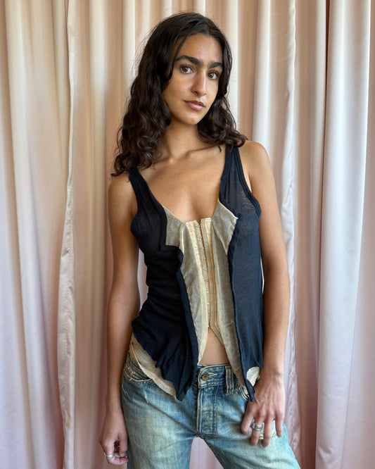 Jean Paul Gaultier Double Layered Mesh Hook & Eye Tank Top