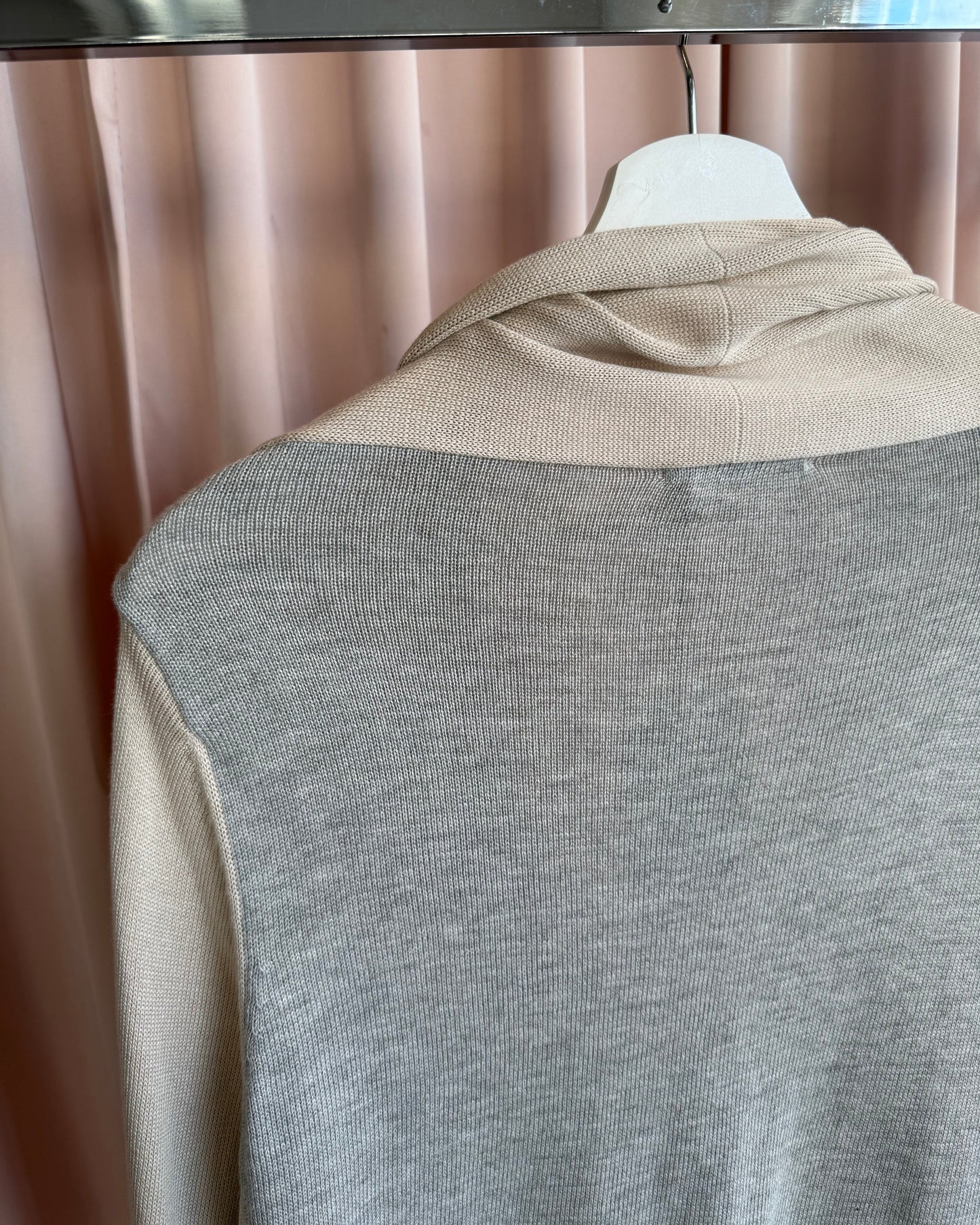 Y's for living Beige & Grey Low Cut Knit Cardigan