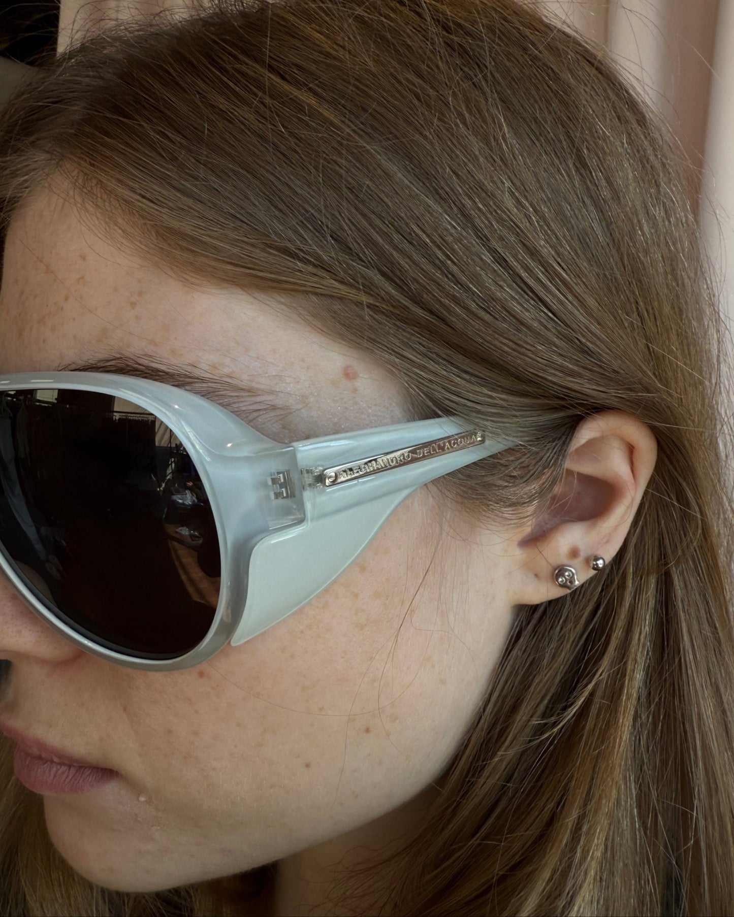 Alessandro Dell’Acqua White Wraparound Shield Sunglasses