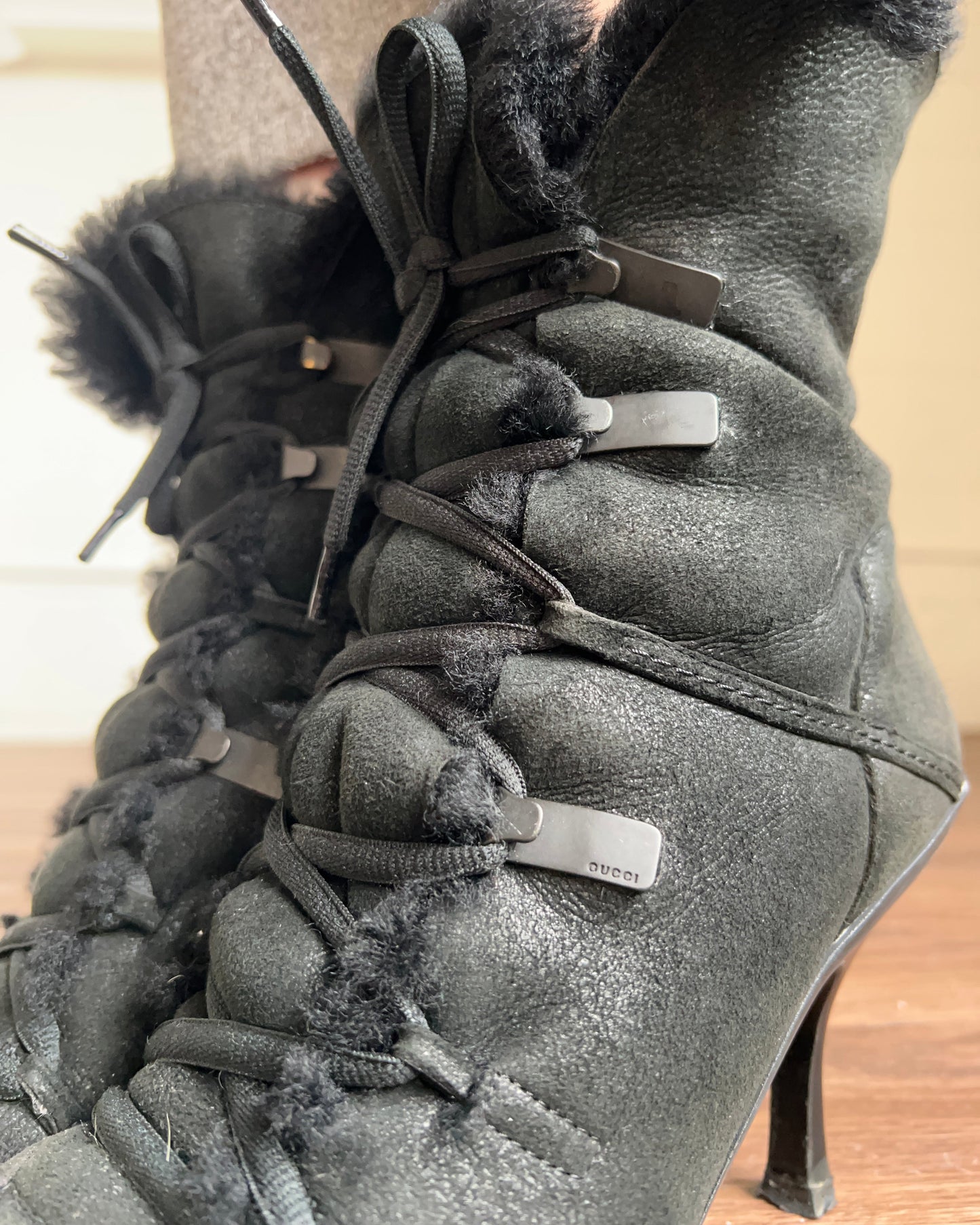 Gucci Shearling & Suede Boots