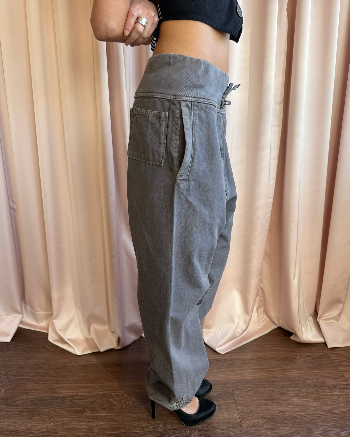 Kapital Charcoal Grey Drawstring Cotton Pants