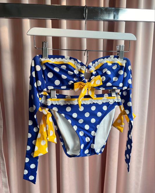Betsey Johnson Blue & Yellow Polka Dot Bikini