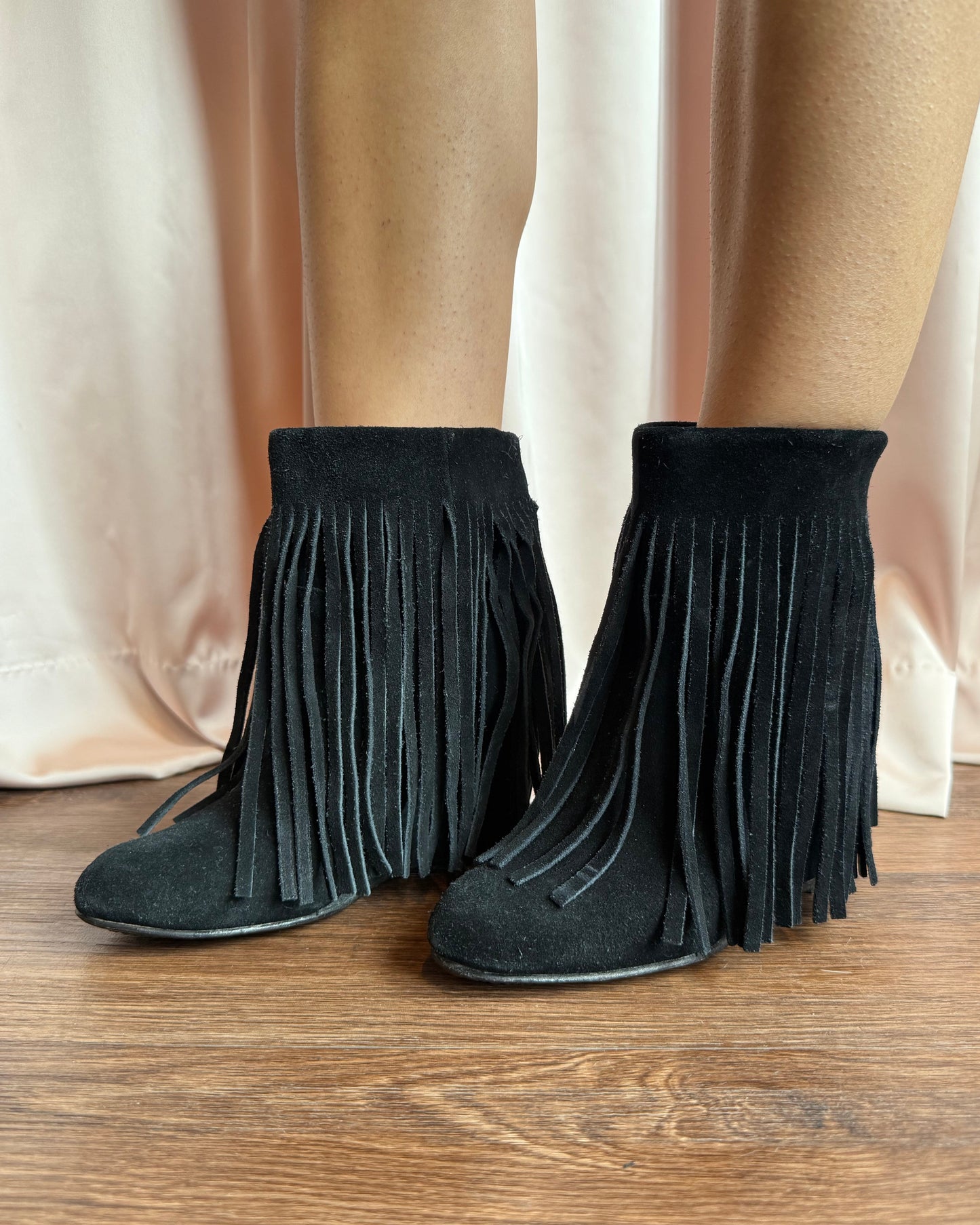 Koolaburra by Ugg Black Suede Fringe Wedge Boots