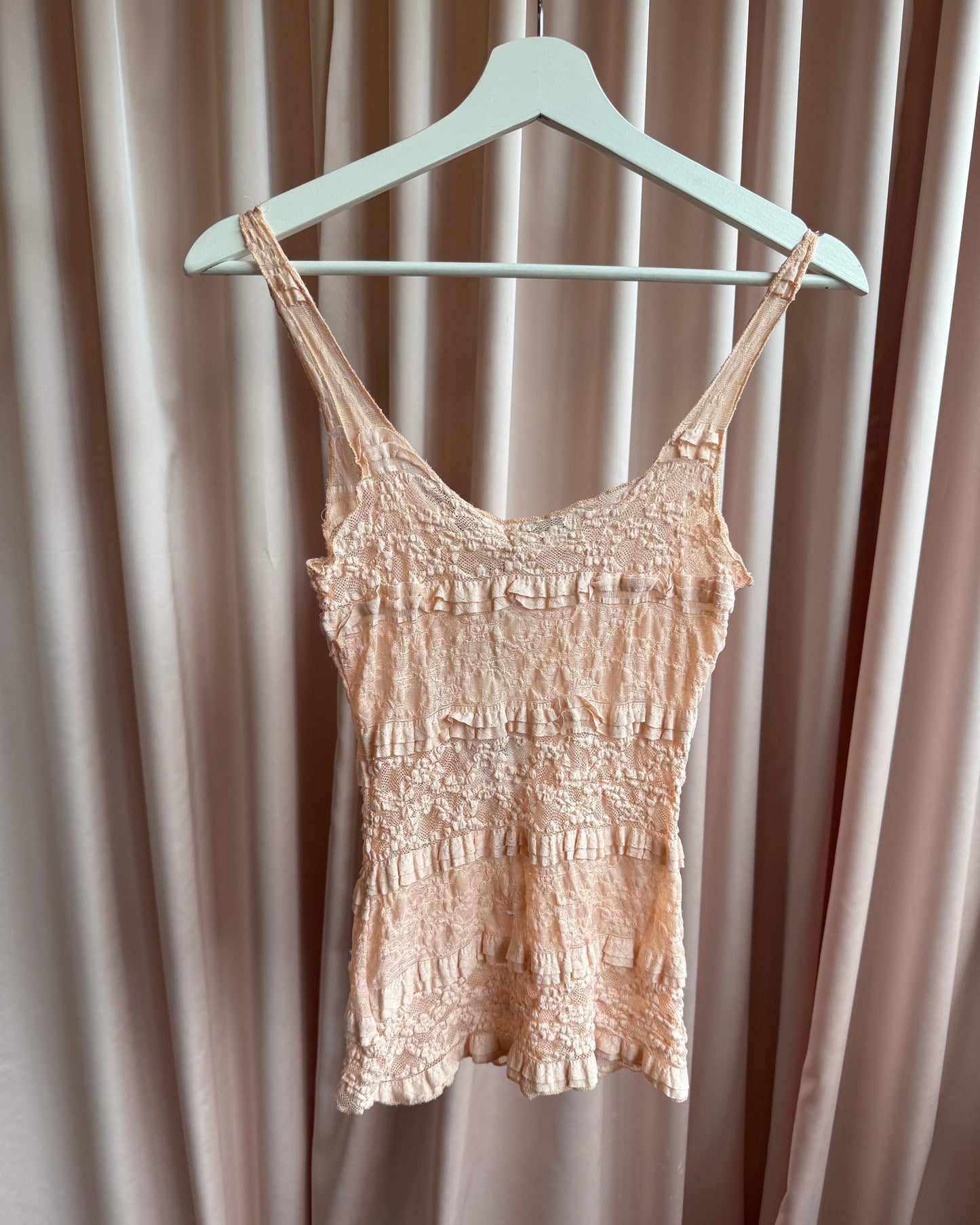 Costa Blanca 2000's Peachy Pink Lace Tank Top