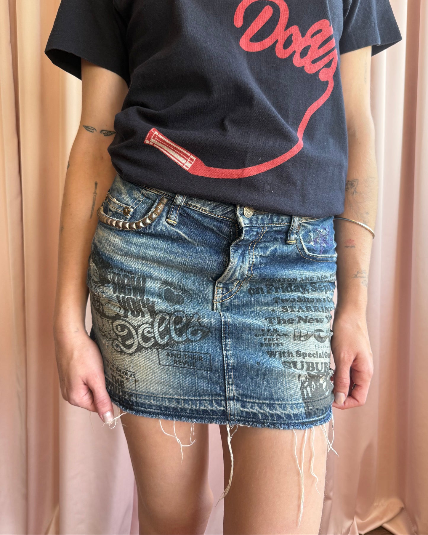 Hysteric Glamour x New York Dolls Denim Mini Skirt