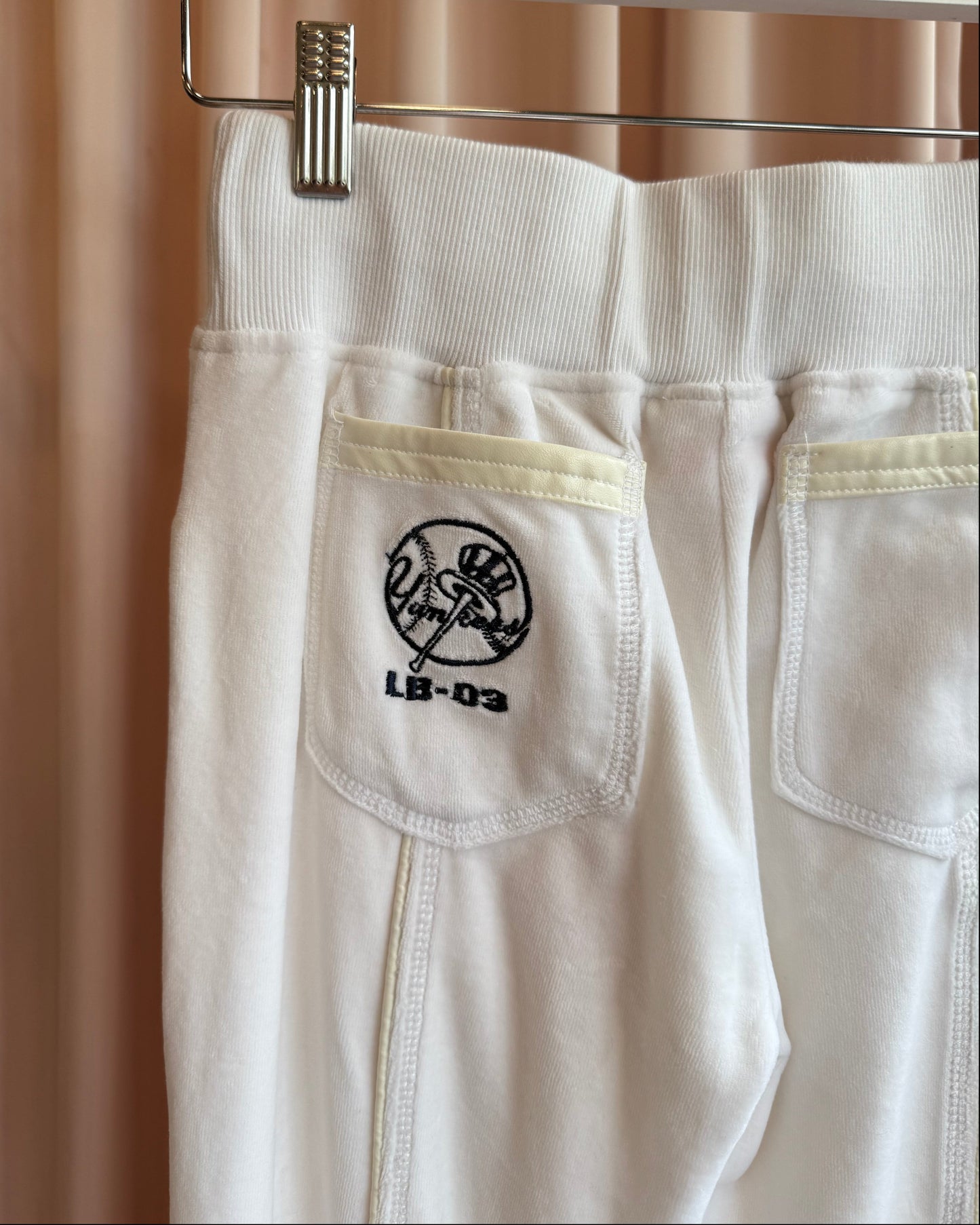 Japanese Brand x MLB NY Yankees White Velour Track Pants