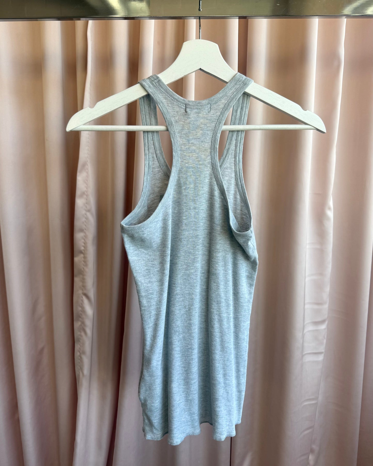 Comme des Garçons tricot "Run Away" Grey Text Graphic Tank Top
