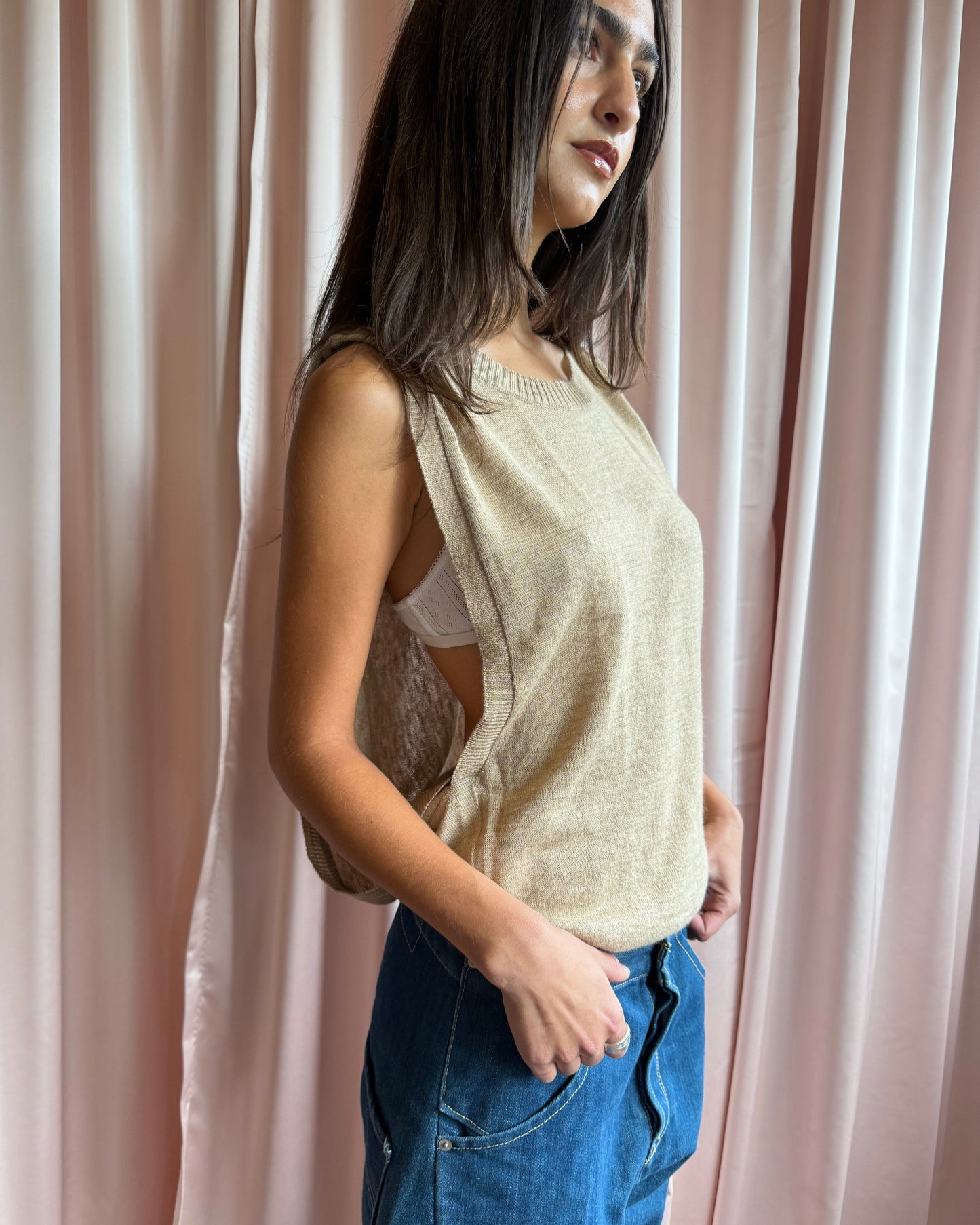 Japanese Brand Sleeveless Open Side Knit Top