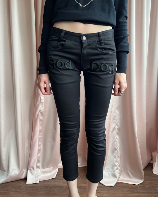 Undercover S/S 2014 "God Dog" Embroidered Black Pants