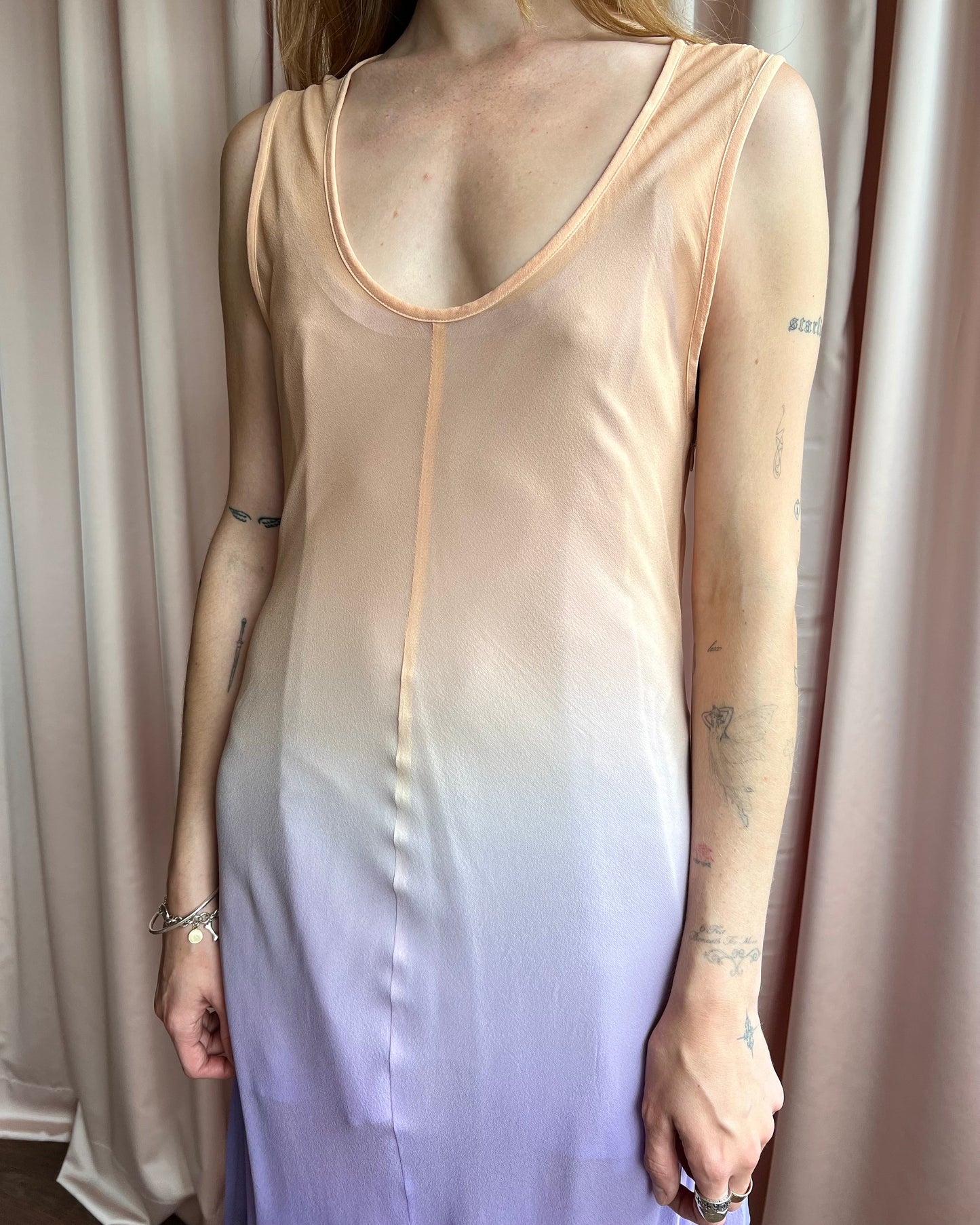 Limi Feu Peach & Lavender Ombré Silk Dress