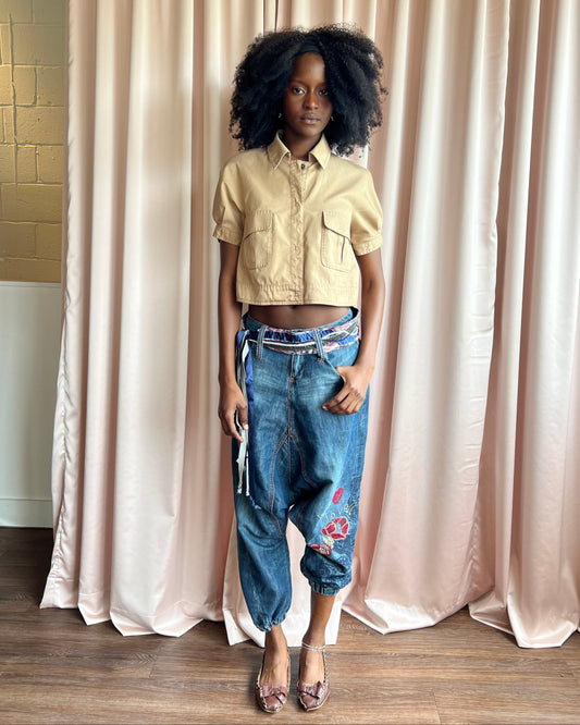 Desigual Embroidered Chambray Sarouel Pants